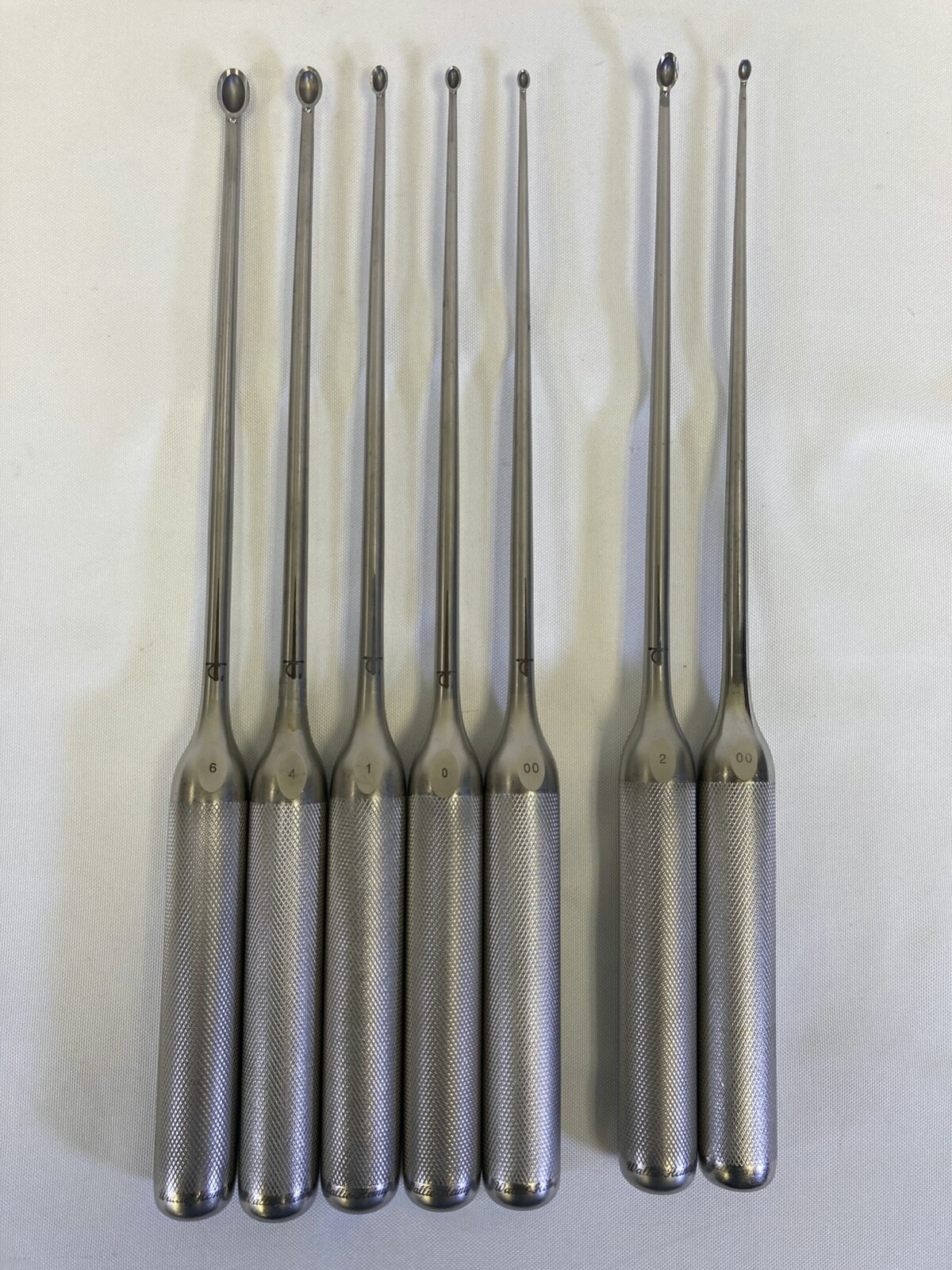 Set of 7 Wallie Heinig Lenox Maclaren 15″ Straight & Forward Angled Curettes