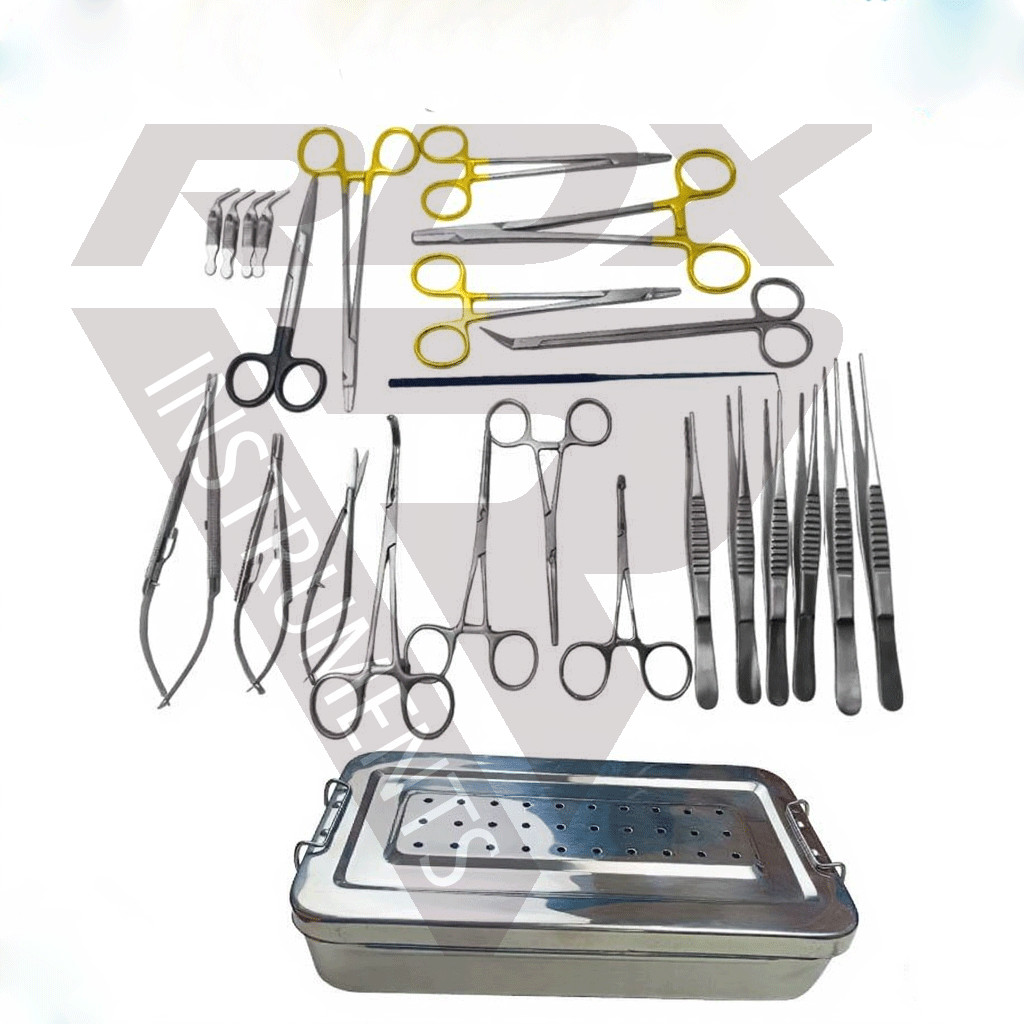 Vascular Surgical Comprehensive Tool Set of 24 Pcs & premium Sterilization Box