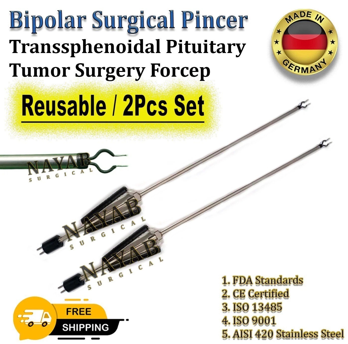 Bipolar Pincers Transsphenoidal Pituitary Tumor Removal Surgery Forcep & Cable