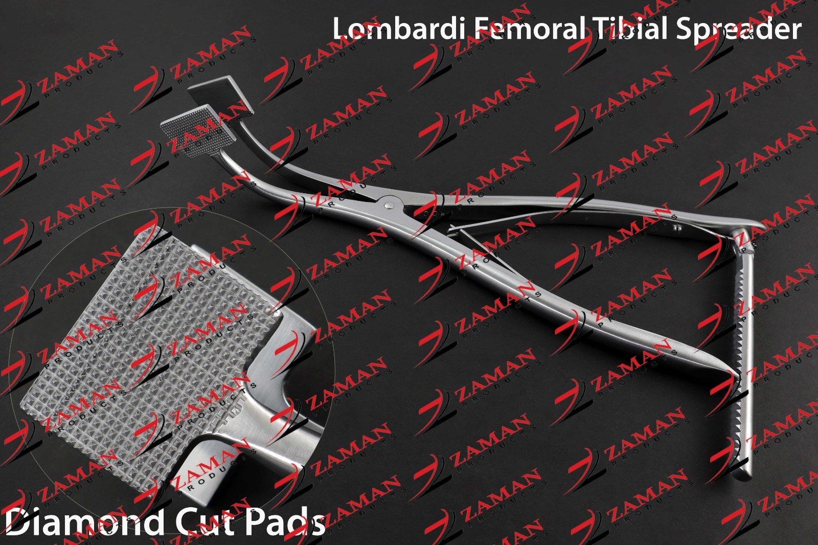 Lombardi Femoral Tibial Spreader With Diamond Cut Pads 27 Cm Surgical Instrument