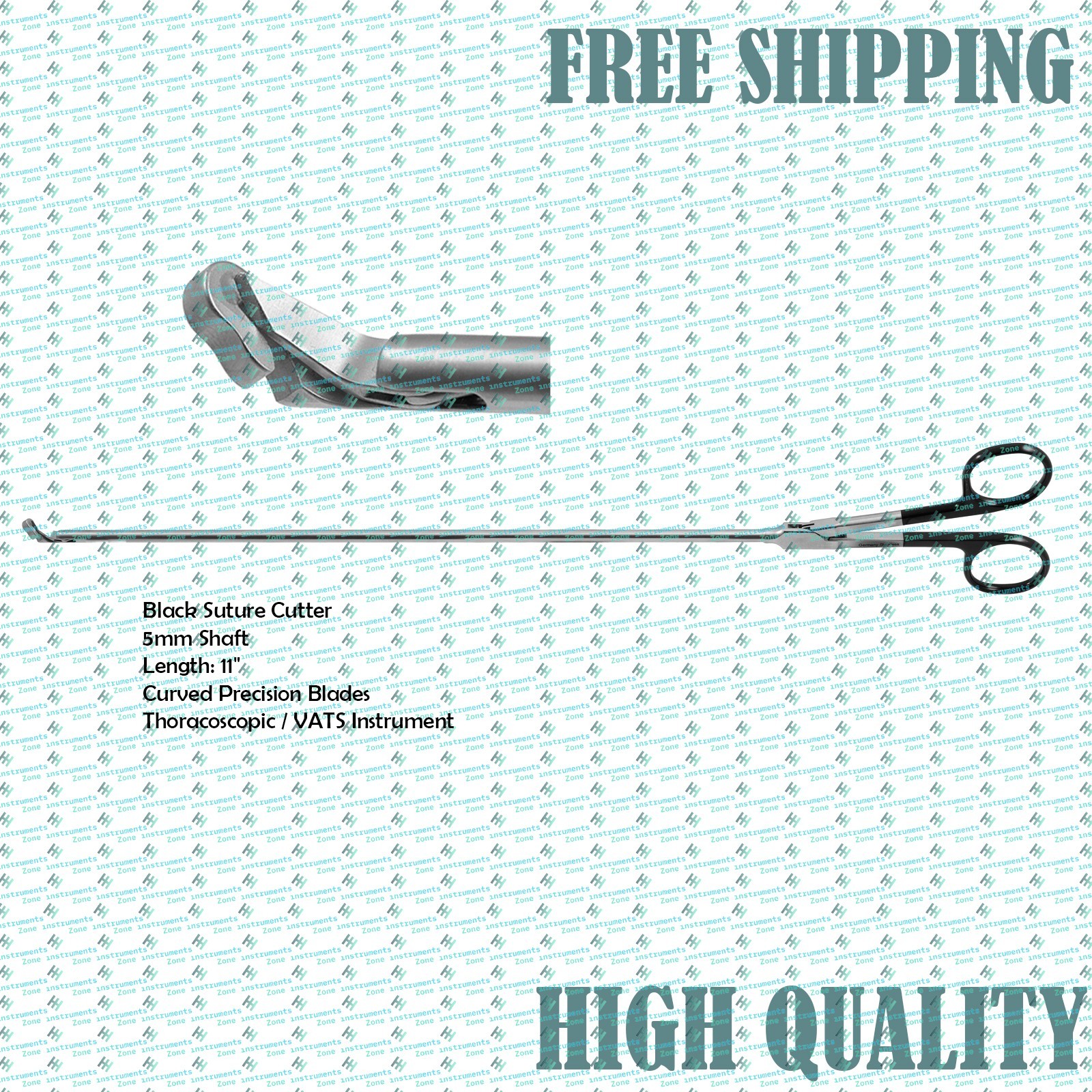 VATS Black Suture Cutter 5mm Shaft 13″ Minimally Invasive Thoracic Instruments