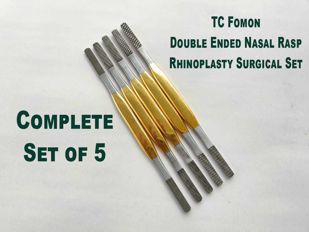 Fomon Nasal Rasp (Bone File), T/C ENT, Rhinoplasty Surgical Complete Set of 5