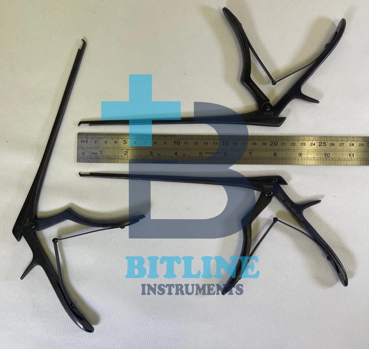 Set of 3 SBH Surgical 250-400-201S 202S 203S 8″ x 40° Up Black Kerrison Rongeurs