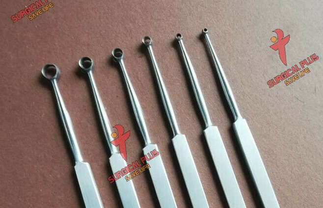 Set of 6 Dermatology Fox Dermal Curettes 6mm,5mm,4mm,3mm,2mm,1mm Instruments