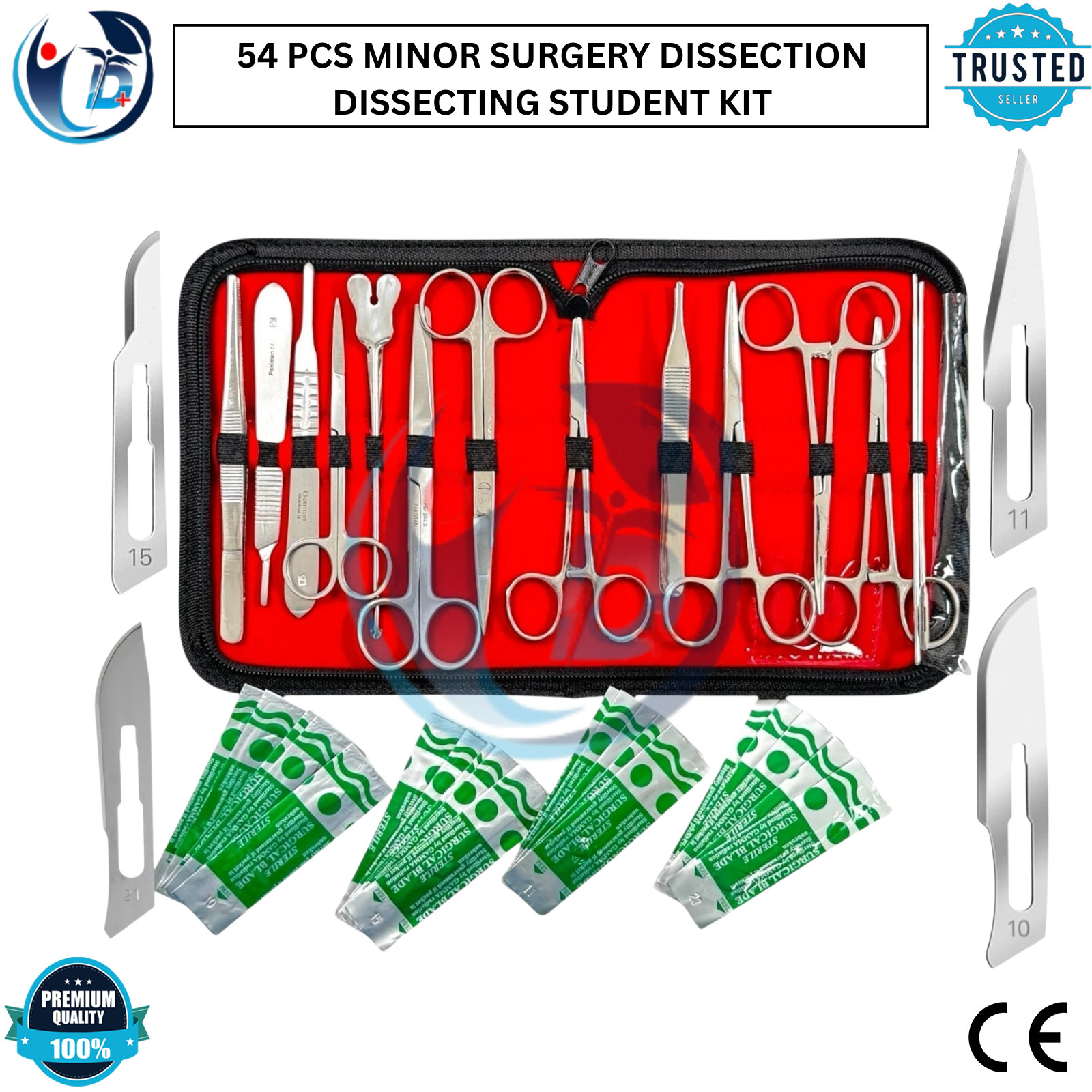 54 PCS MINOR SURGERY DISSECTION DISSECTING STUDENT KIT SURGICAL INSTRUMENTS