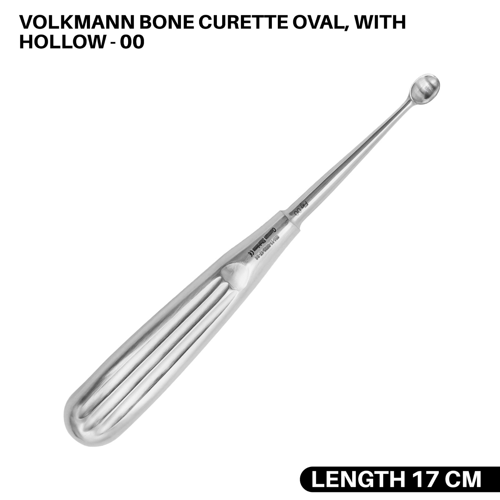 Volkmann Bone Curette 17 cm Oval Hollow Stainless Steel Orthopedic Instruments
