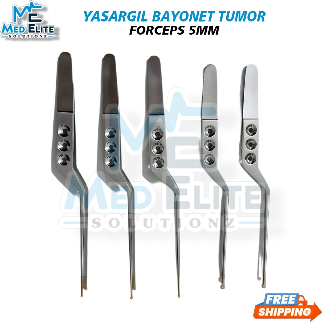 Yasargil Bayonet Tumor Forceps 5mm Cup 8″ Neurosurgical Instruments Set of 5 Pcs