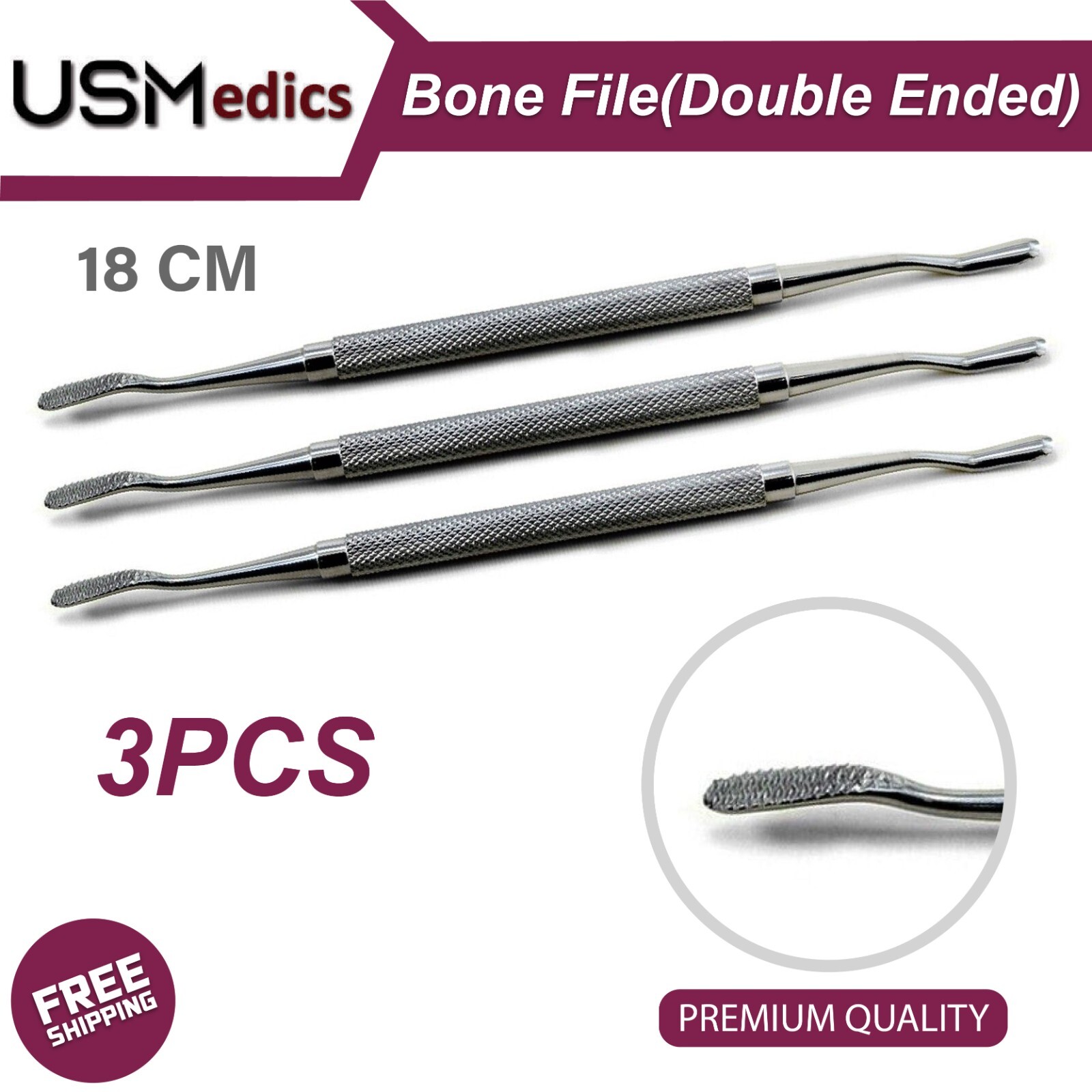 Dental Medical Bone File Filler Cross Cut Straight Shaping X3 Lab Instruments