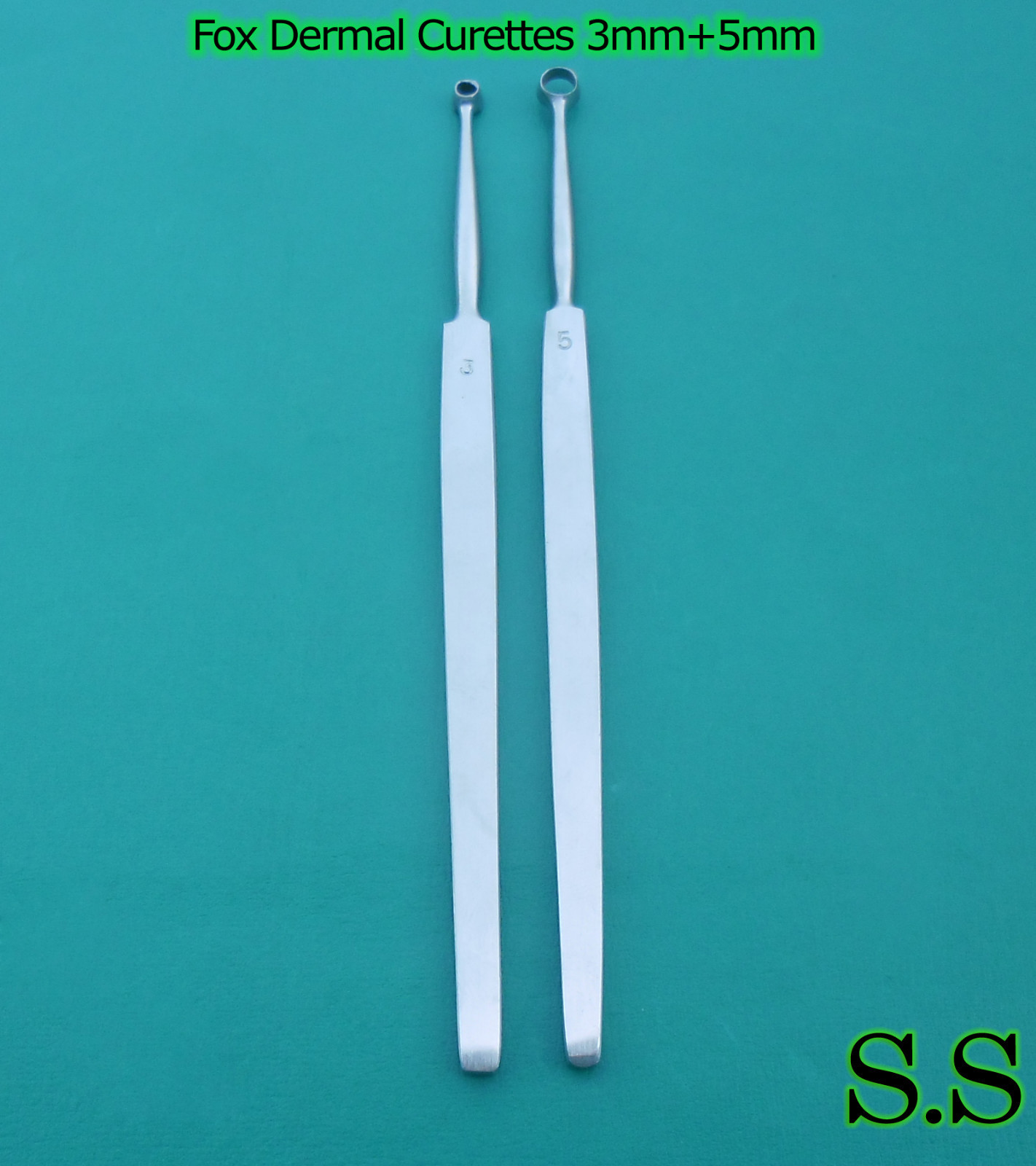 Fox Dermal Curettes 3mm+5mm Surgical Dermatology Instruments