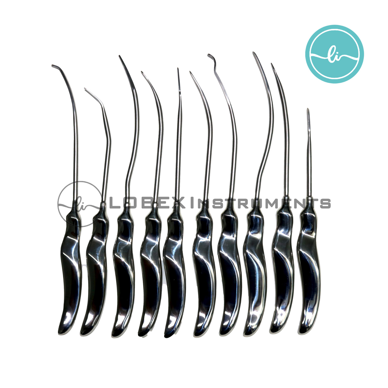 Plastic Surgery Brow & Face Lift Scalp Elevator Set 10 Pcs Lobex Instruments