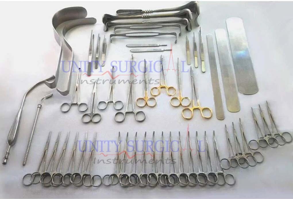 Basic Laparotomy Instruments 104 Pcs Surgery Set Medical Abdominal Gold