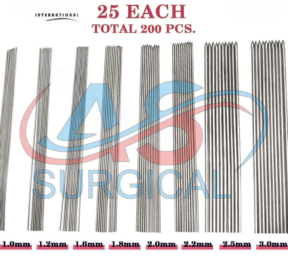 Steinmann Pins 19cm Orthopedic Surgical Instruments Set High Quality