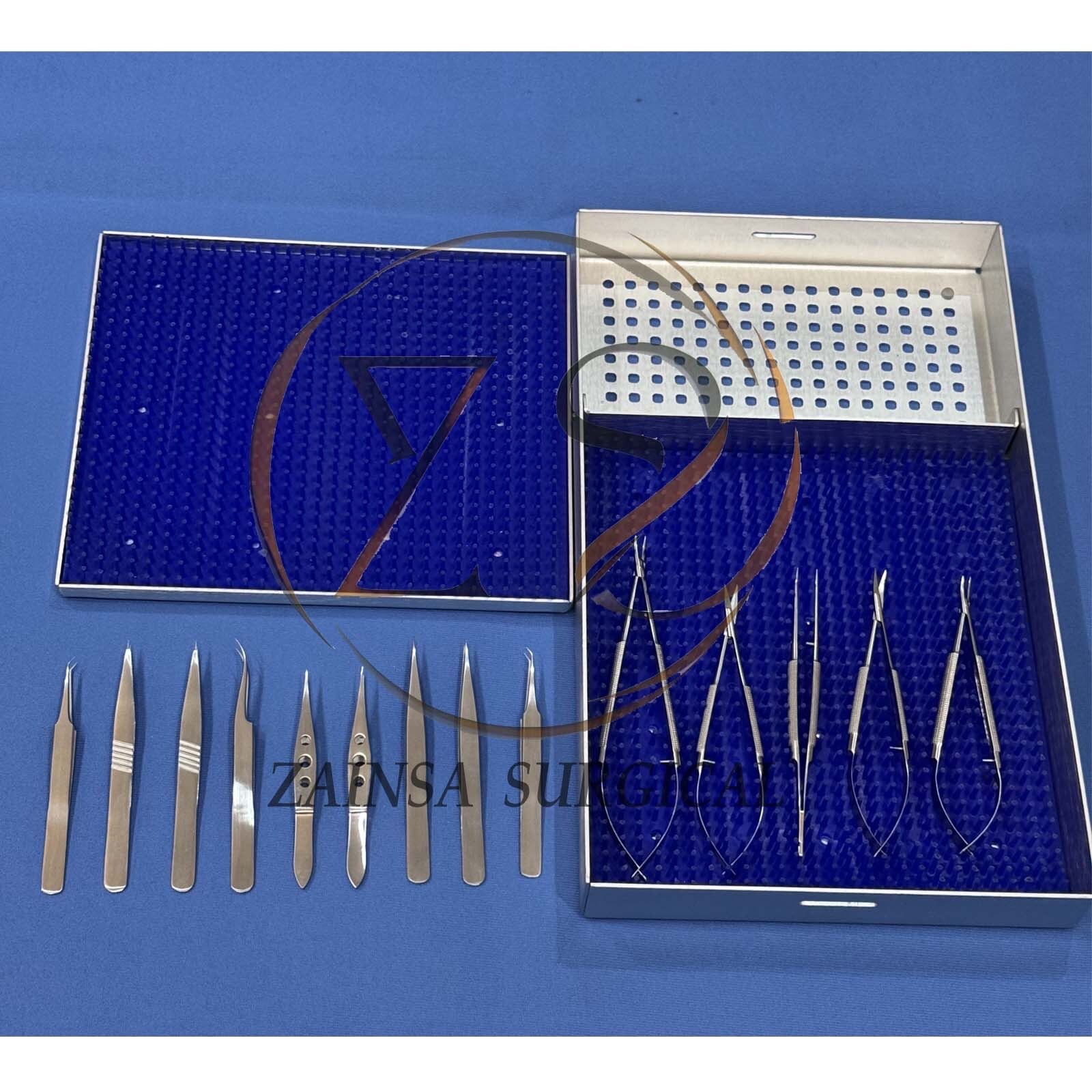 Microsurgery instruments Set, 14 PCs Hand Micro Surgery Set, Sterilisation Trays