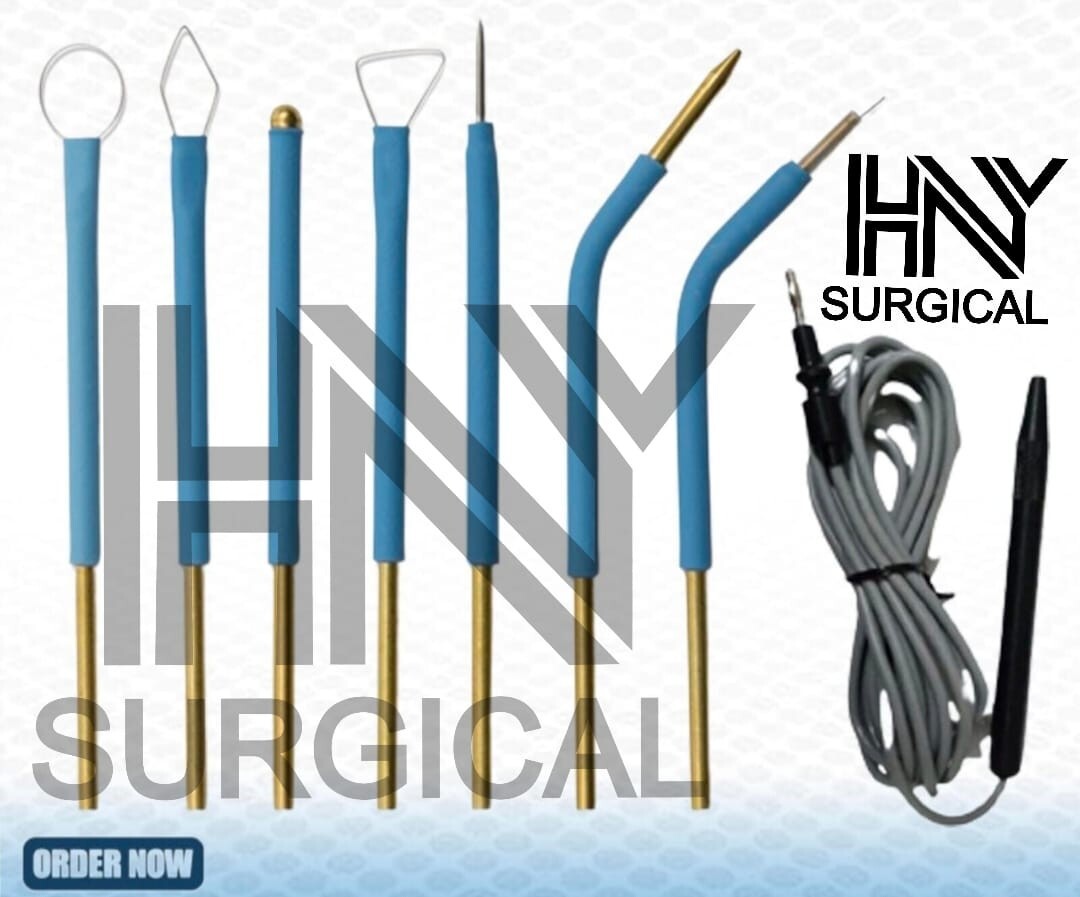 Electro Surgery Handpiece Reuseable Electrodes Set of 7 Pcs with cable