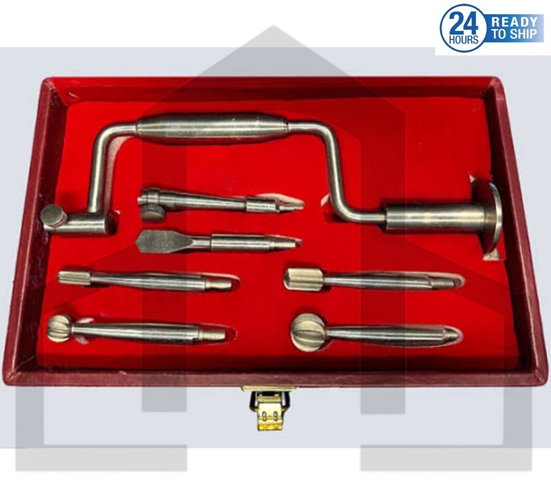 Hudson Brace hand drill Surgical orthopedic Instruments 7 Pcs Set
