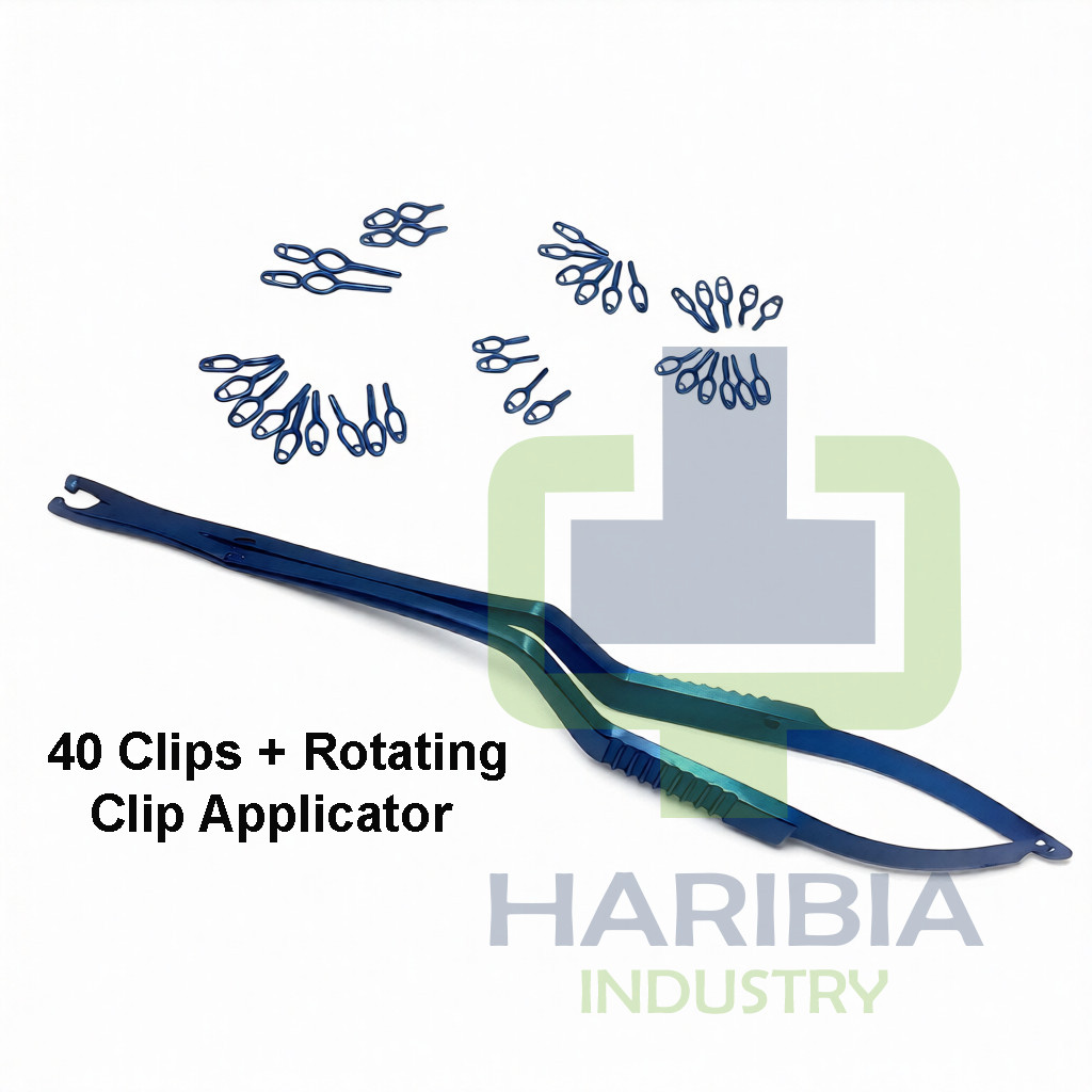 Aneurysm Titanium Clips Set | 40 Clips + Rotating Clip Applicator Instrument