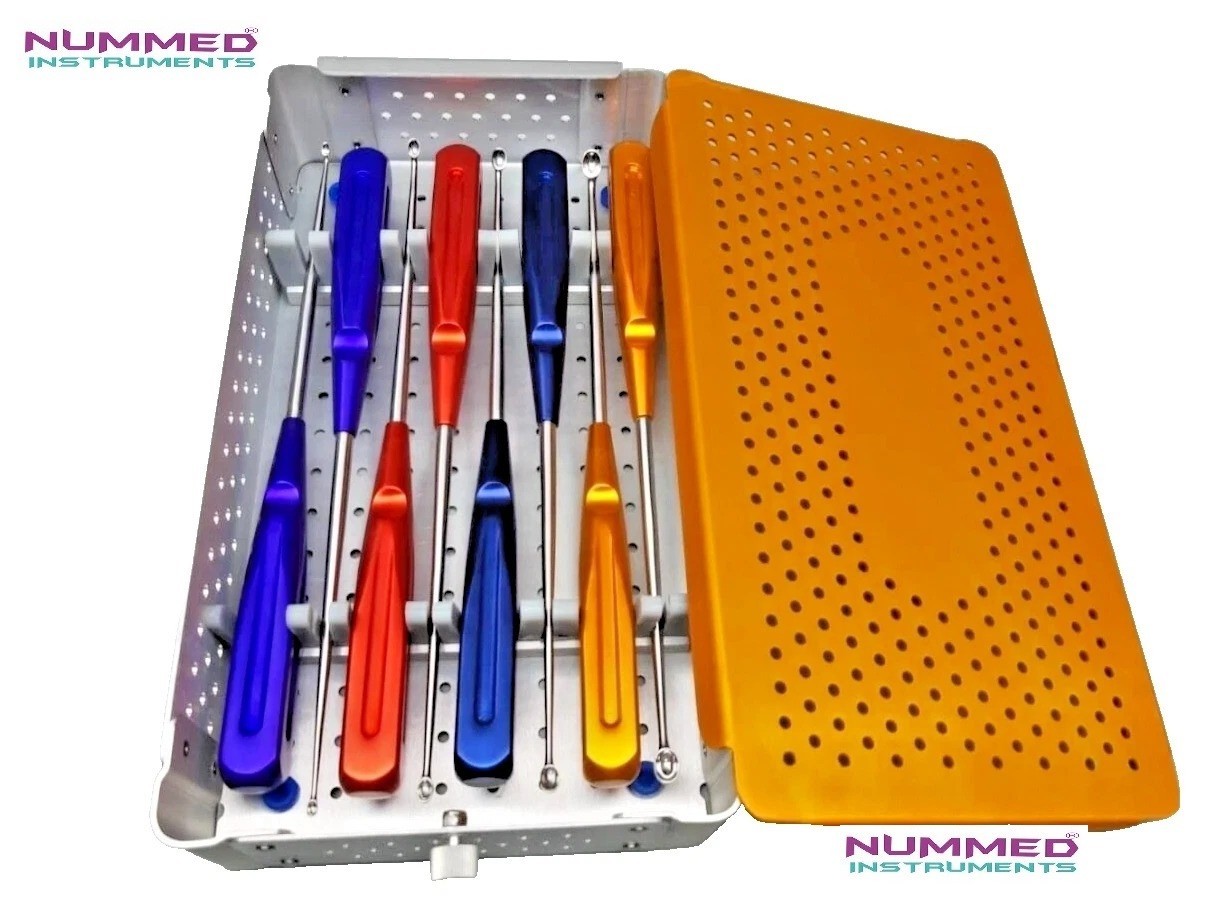 Bone Cervical Curettes Spine Orthopedics Spine Instruments 8 Pieces With Box