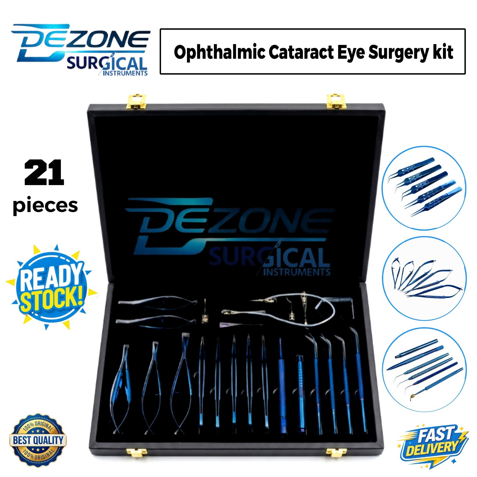 Ophthalmic Cataract Eye Surgery kit Surgical Instrument 21 Pcs with box