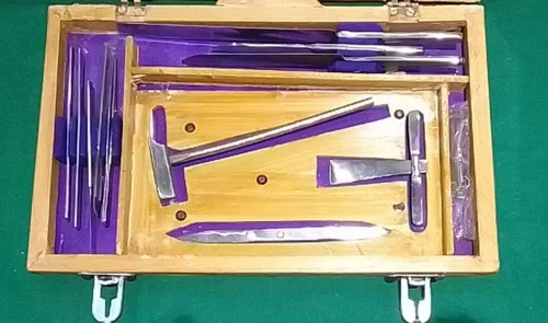 Post Mortem Instrument Set / Autopsy / Dissection Kit Anatomy 19Pcs Wooden Box