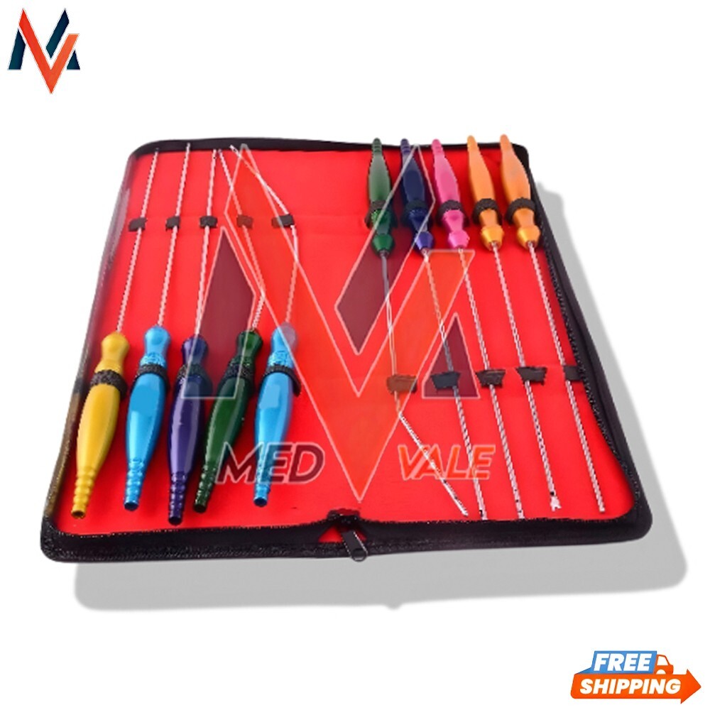 Liposuction Cannulas With Fixed Handle 10 Pcs Set Plastic Surgery Instrument