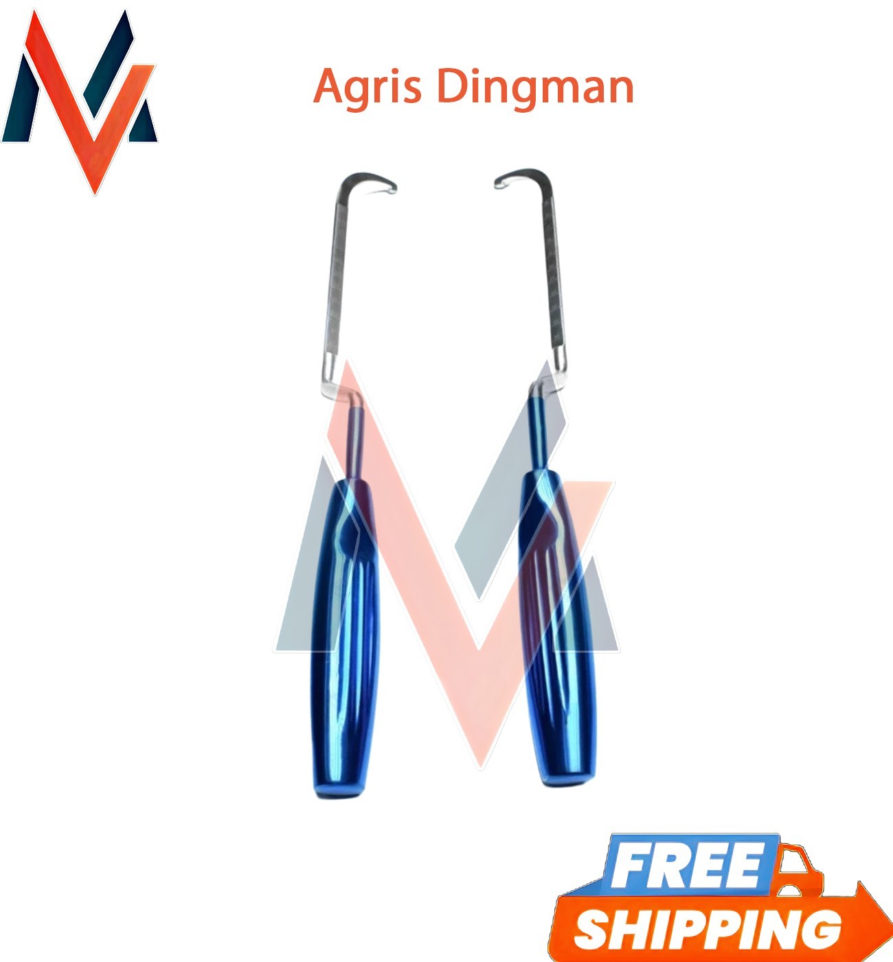 Agris Dingman Submammary Breast Dissector Set of Two Right & Left Blue Handle CE