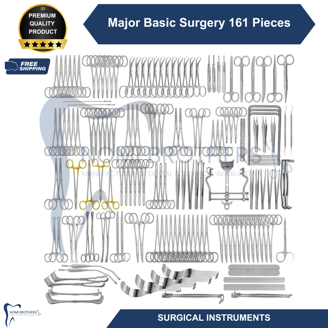 Major Basic Surgery Instrument Set 161 Pcs German Stainless Steel Surgical Kit