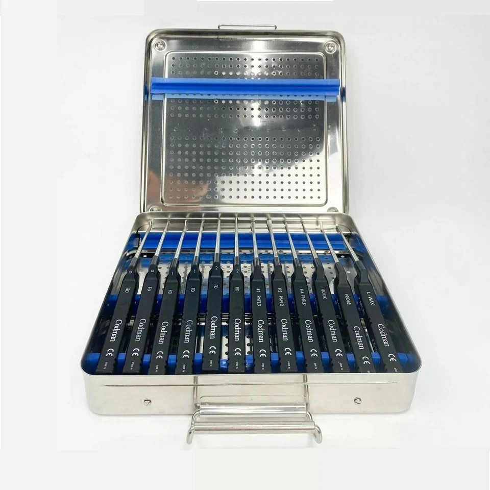 Lot Of 14 Codman Microdiscectomy Karlin Cervical Curettes Set W-Tray