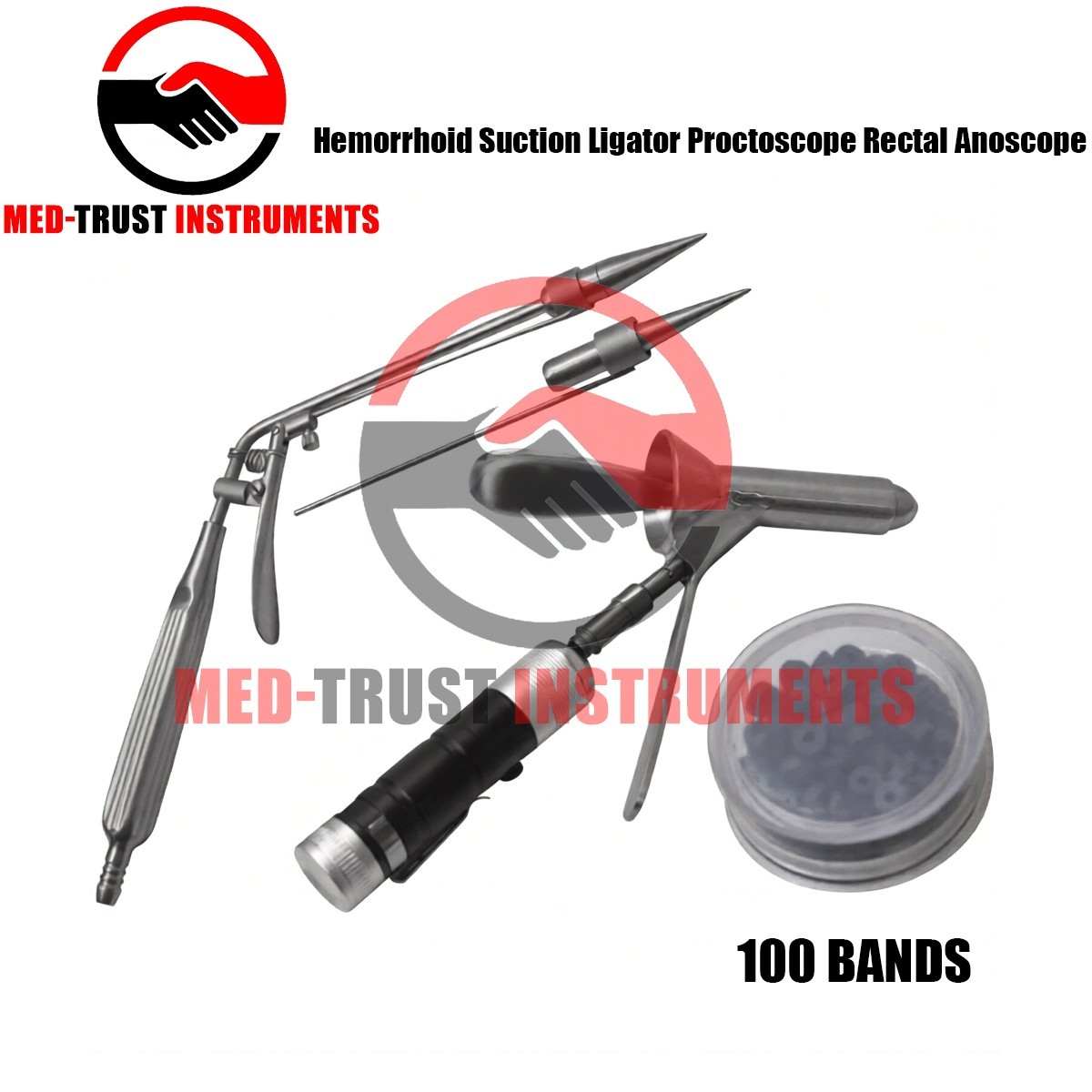 Hemorrhoid Suction Ligator Proctoscope Rectal Anoscope + Surgical Latex Rings