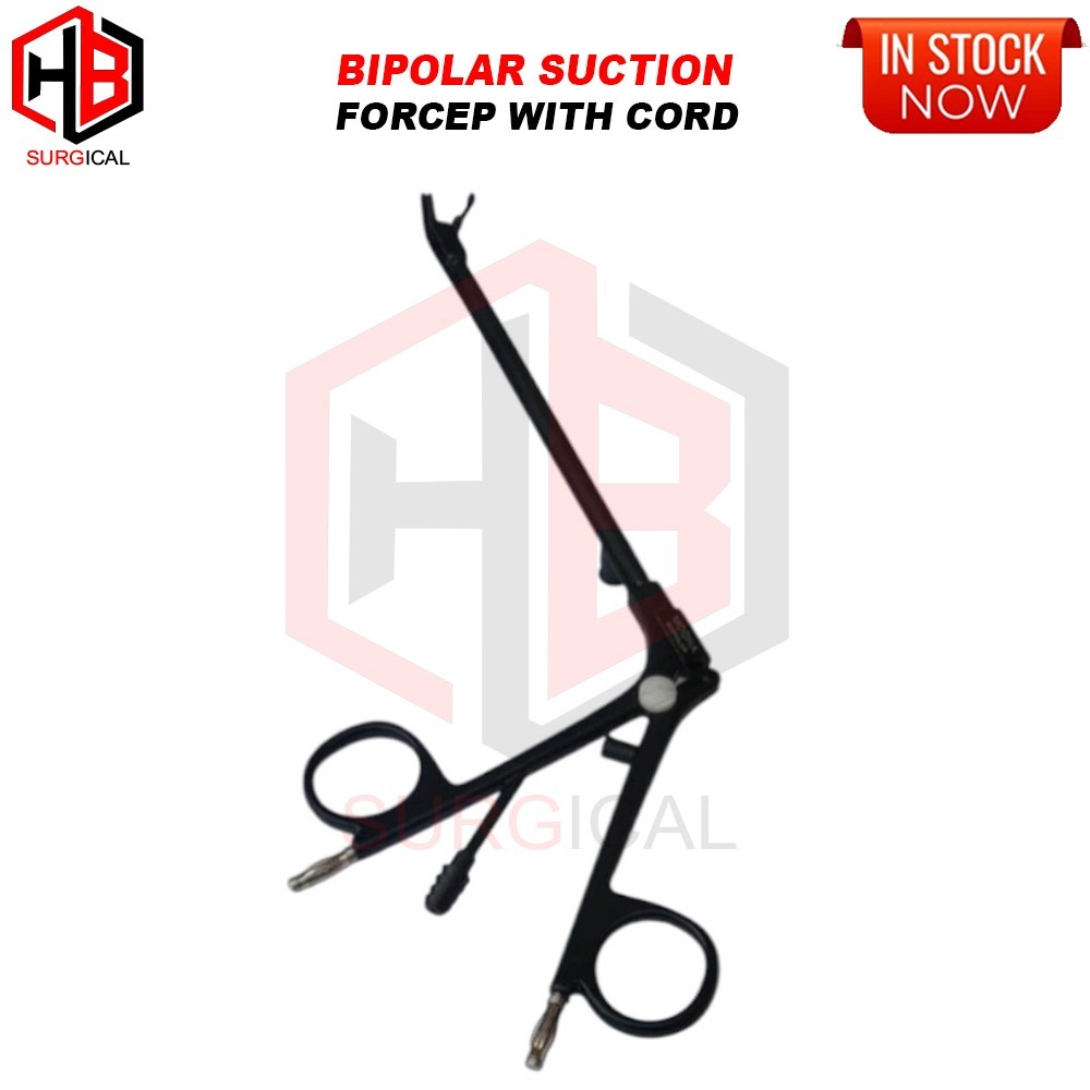 STAMMBERGER Bipolar Suction Forceps, 12.5cm Length, 15° Up Tip With Cord 3 meter