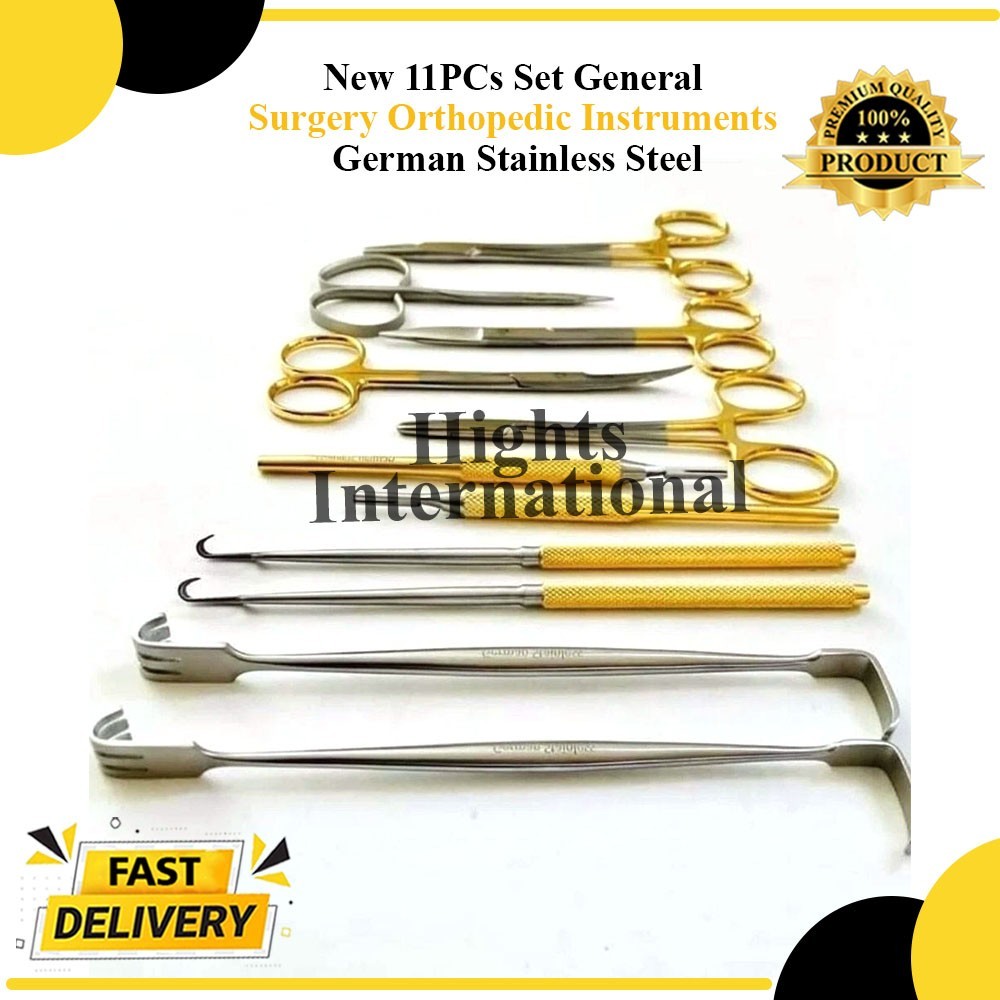 New 11PCs Set General Surgery Orthopedic Instruments German Stainless Steel