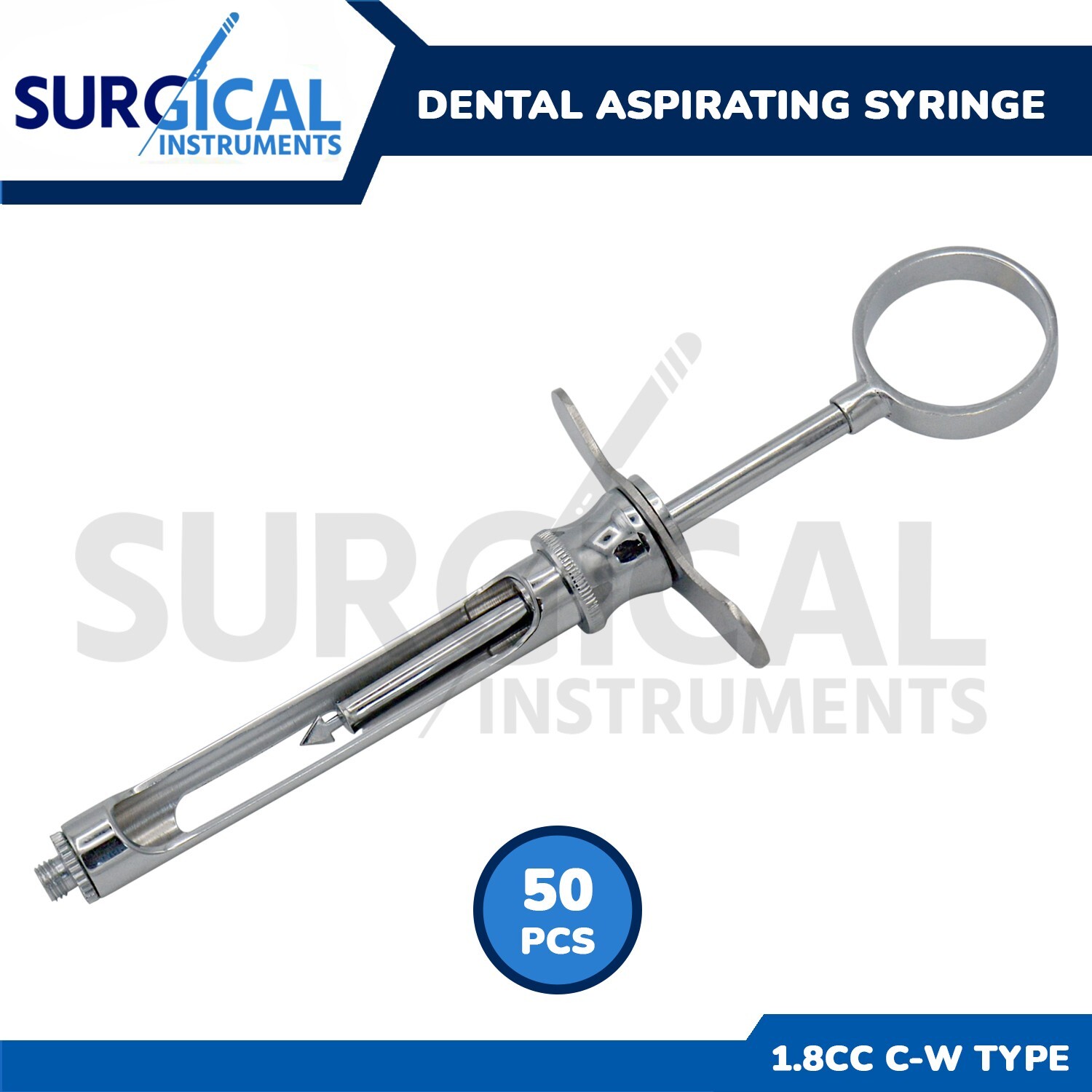 50 Aspirating Syringes C-W 1.8CC Surgical Dental Instruments German Grade