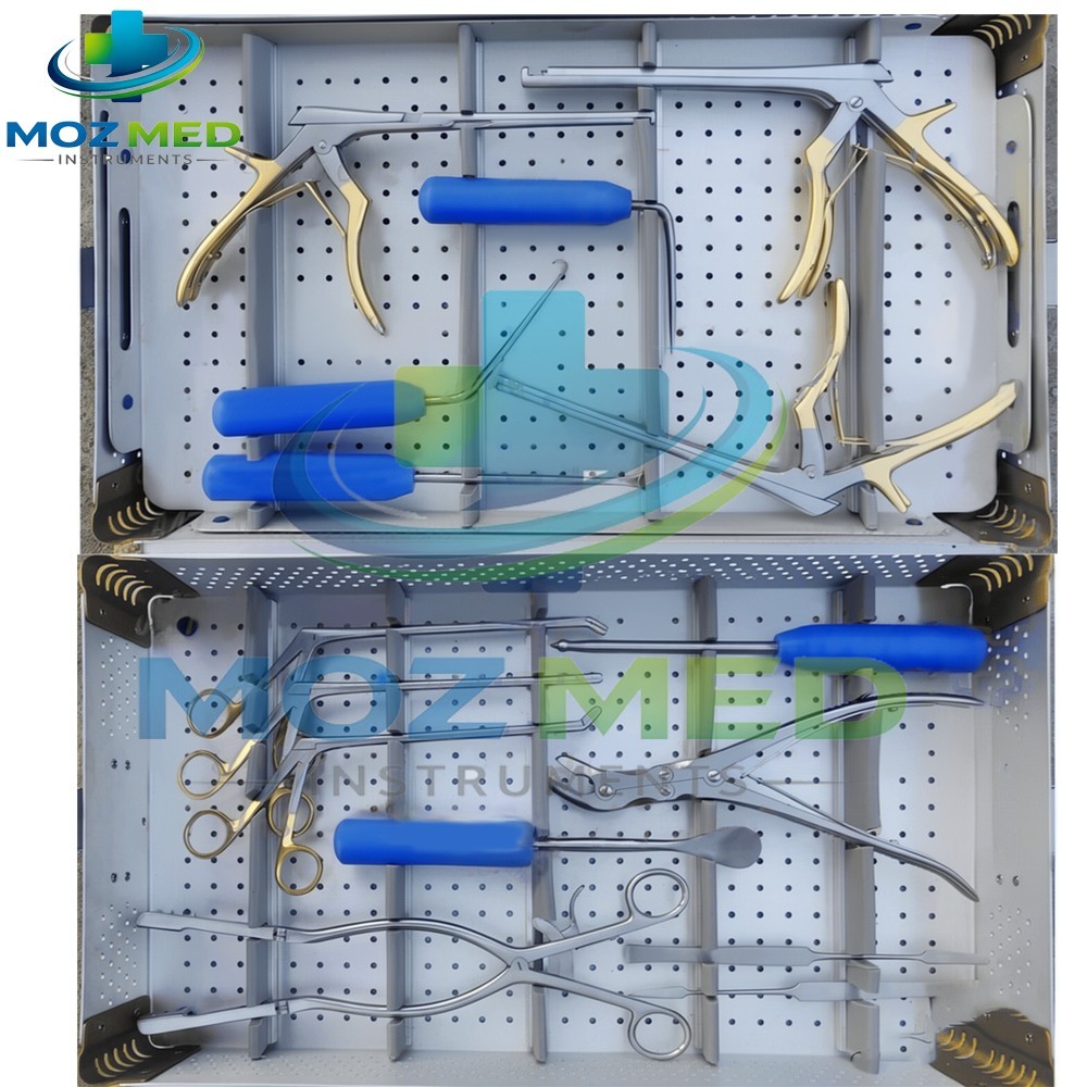 Laminectomy Spine Instruments Set of 18 Pcs With Aluminum Sterilization Box