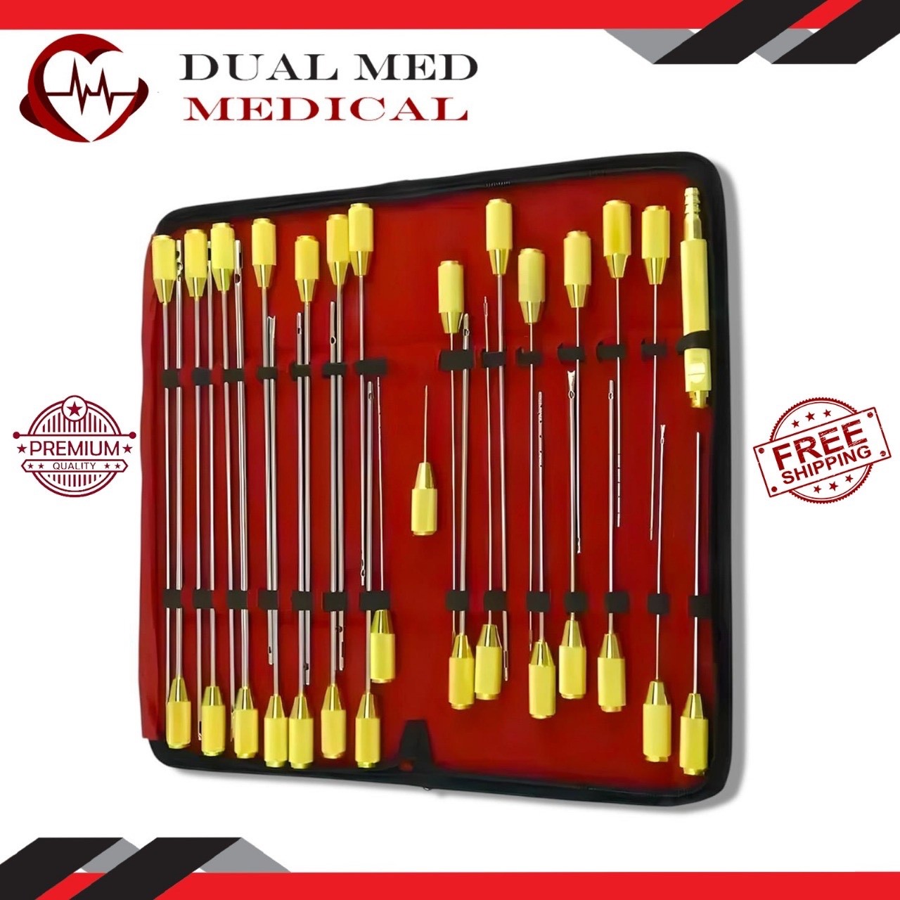 Liposuction Fixed Handle Cannulas Set of 30 Pcs Lipo Plastic Cosmetic Surgery
