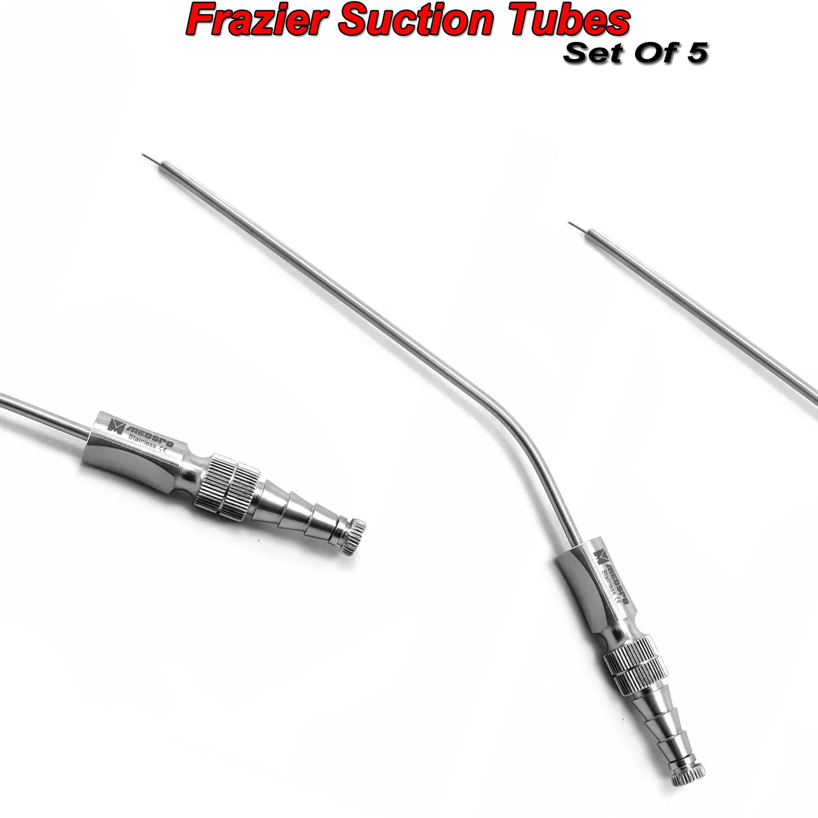 Set Of 5 Dental Aspirator Frazier Suction Surgical Tubes Diagnostic Instruments
