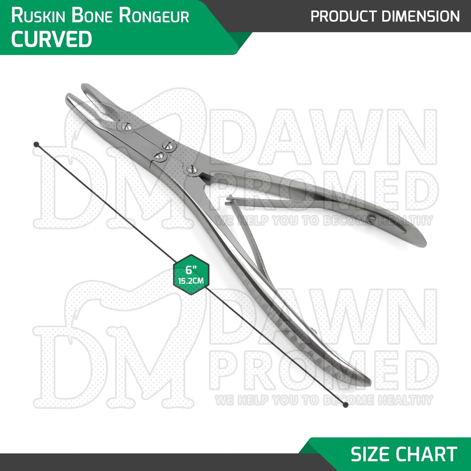 2 Pcs Ruskin Bone Rongeur Straight & Curved Set 3mm Bite 6″ Orthopedic German Gr
