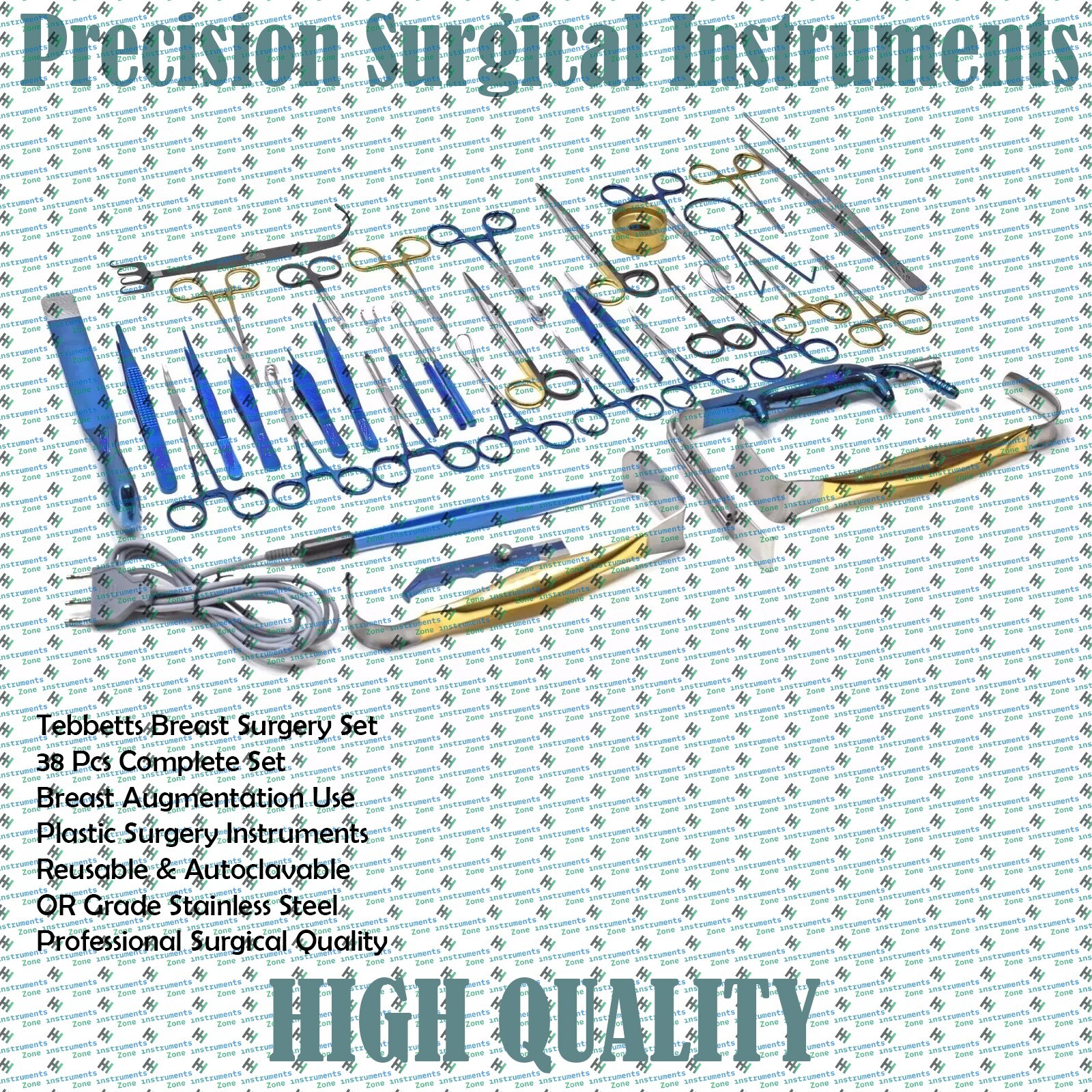Tebbetts Breast Surgery Instruments Set of 38 PCs Breast Augmentation Set