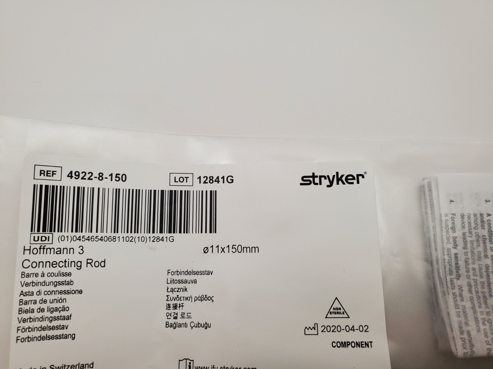 NEW!!! Stryker 4922-8-150 Hoffmann 3 Ext. Fixation Connecting Rod ∅11X150mm