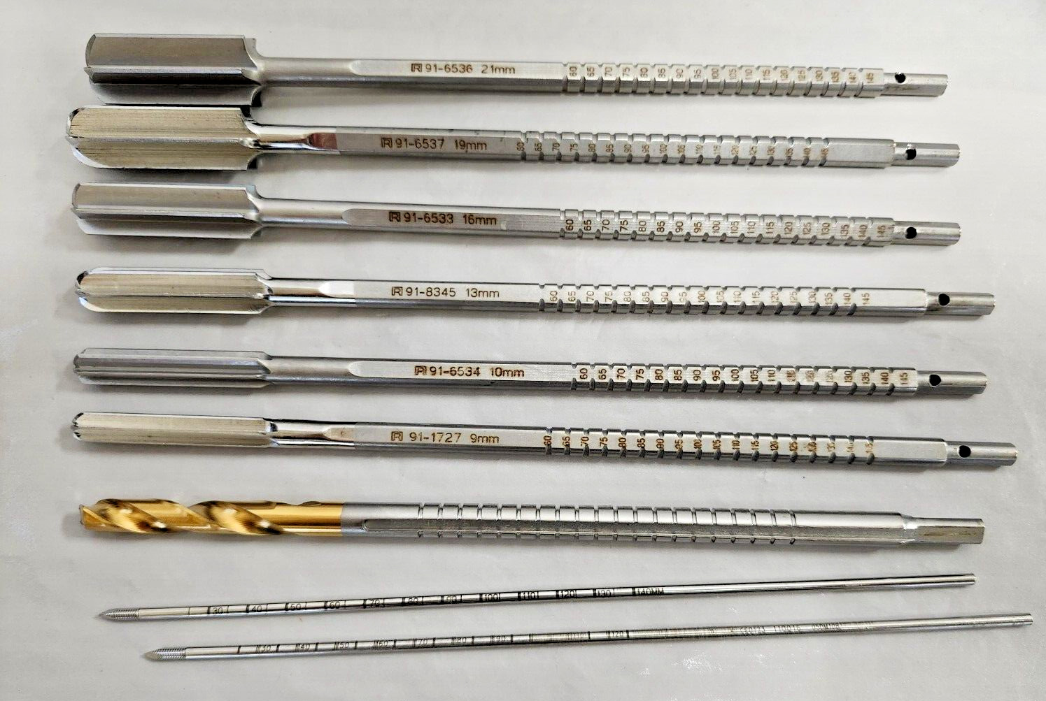 Lot of 6 HIP REAMERS w/ Rings, 2 GUIDE PINS, 1 GOLD TIP REAMER -Cpics4best Info