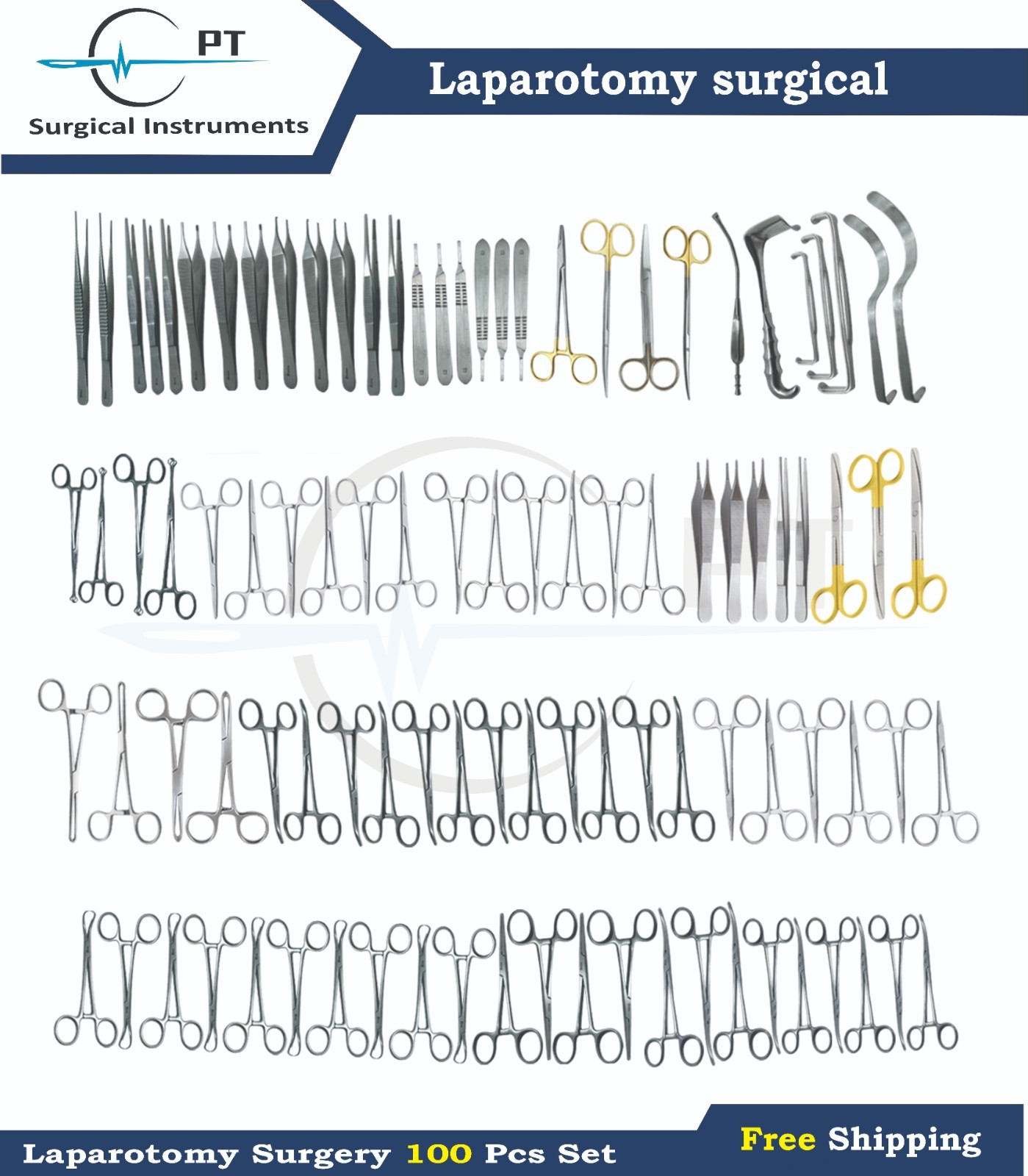 Laparotomy Surgery Abdominal General Laparoscopic Basic 100 Pcs Surgical Set