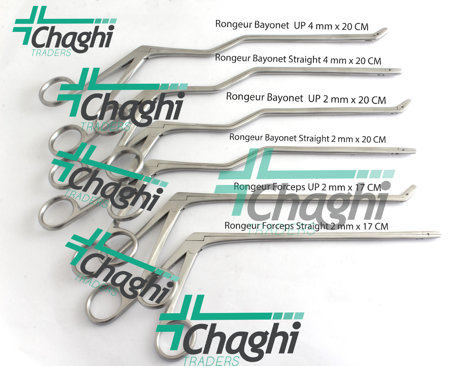 Rongeur Bayonet Disc Cushing Forceps Straight Up 2,4 mm 6 PCs Set By CHaghi Trad