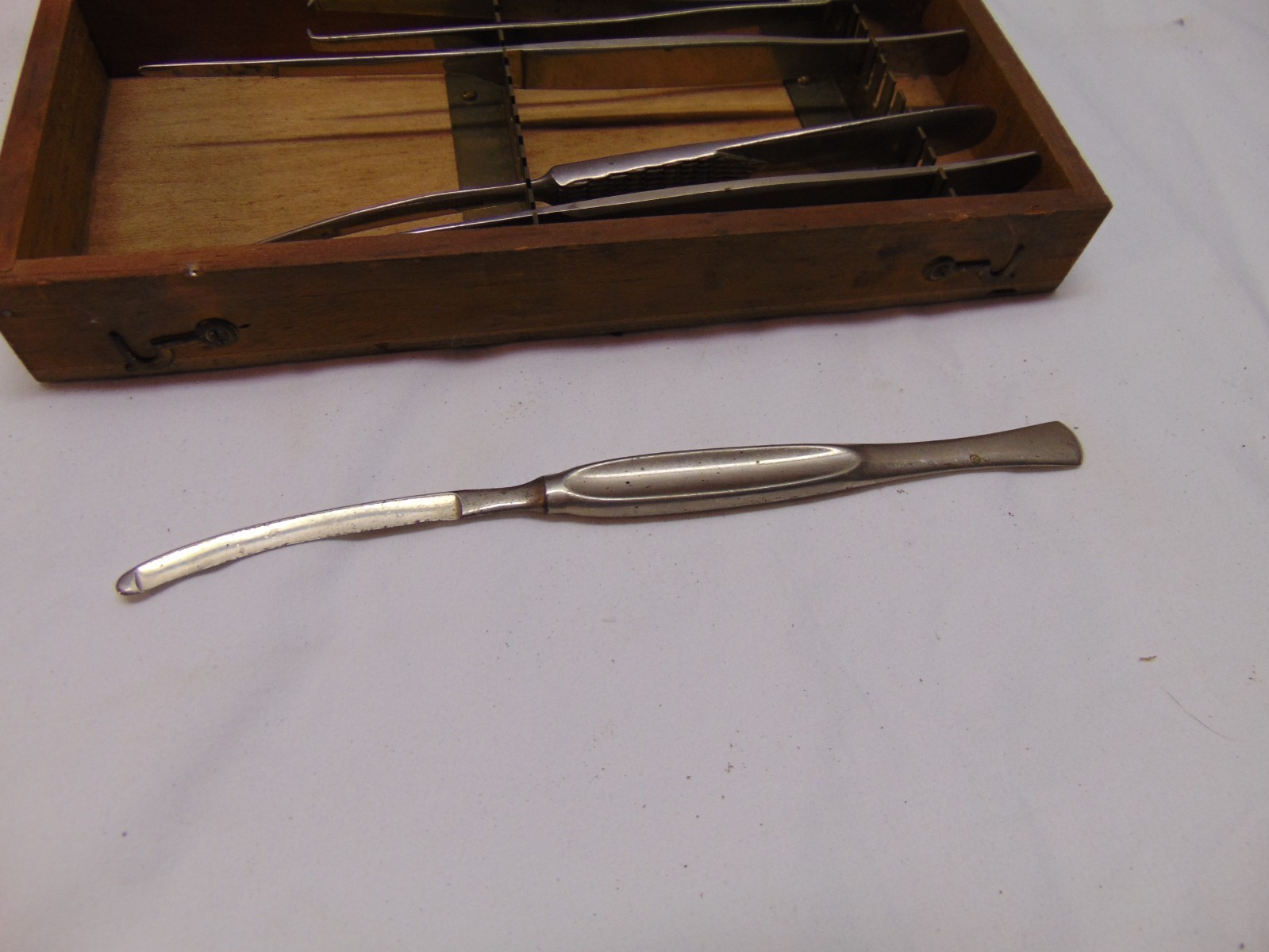 antique Weiss surgical instrument set 5 piece set with wooden box