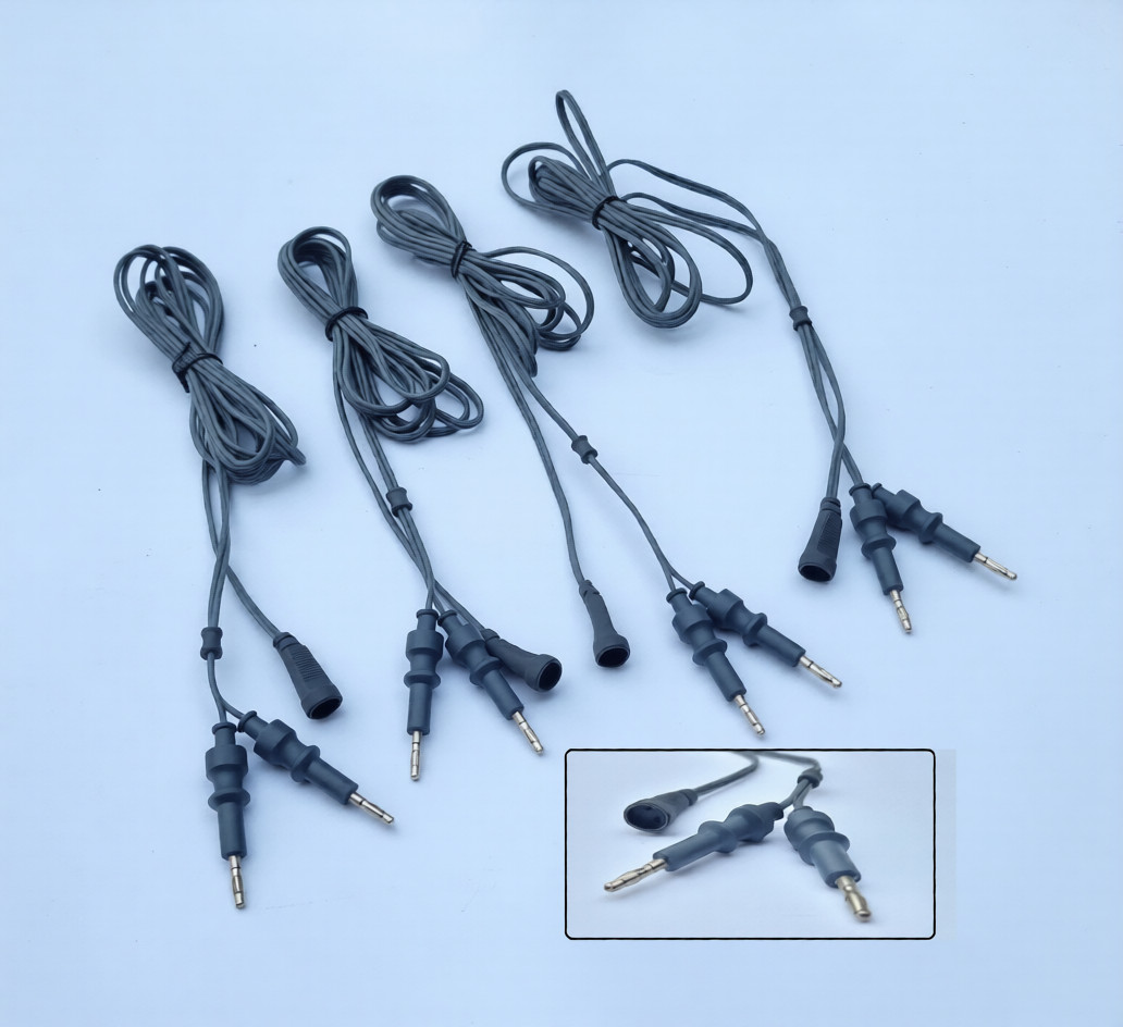 4x American US Two Pin Bipolar Cable Reusable, 3M Length Reusable 4MM Banana Pin