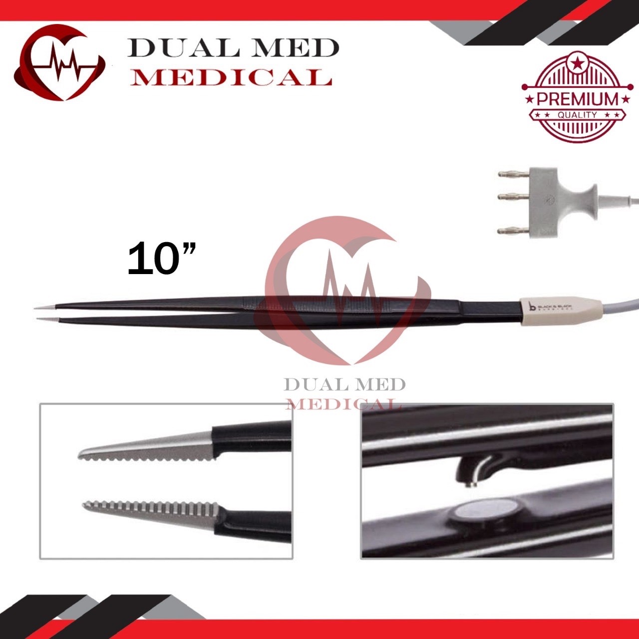 Tebbetts Hand-Activated Monopolar Insulated Forceps 10″ Serrated Jaws w/ Cord
