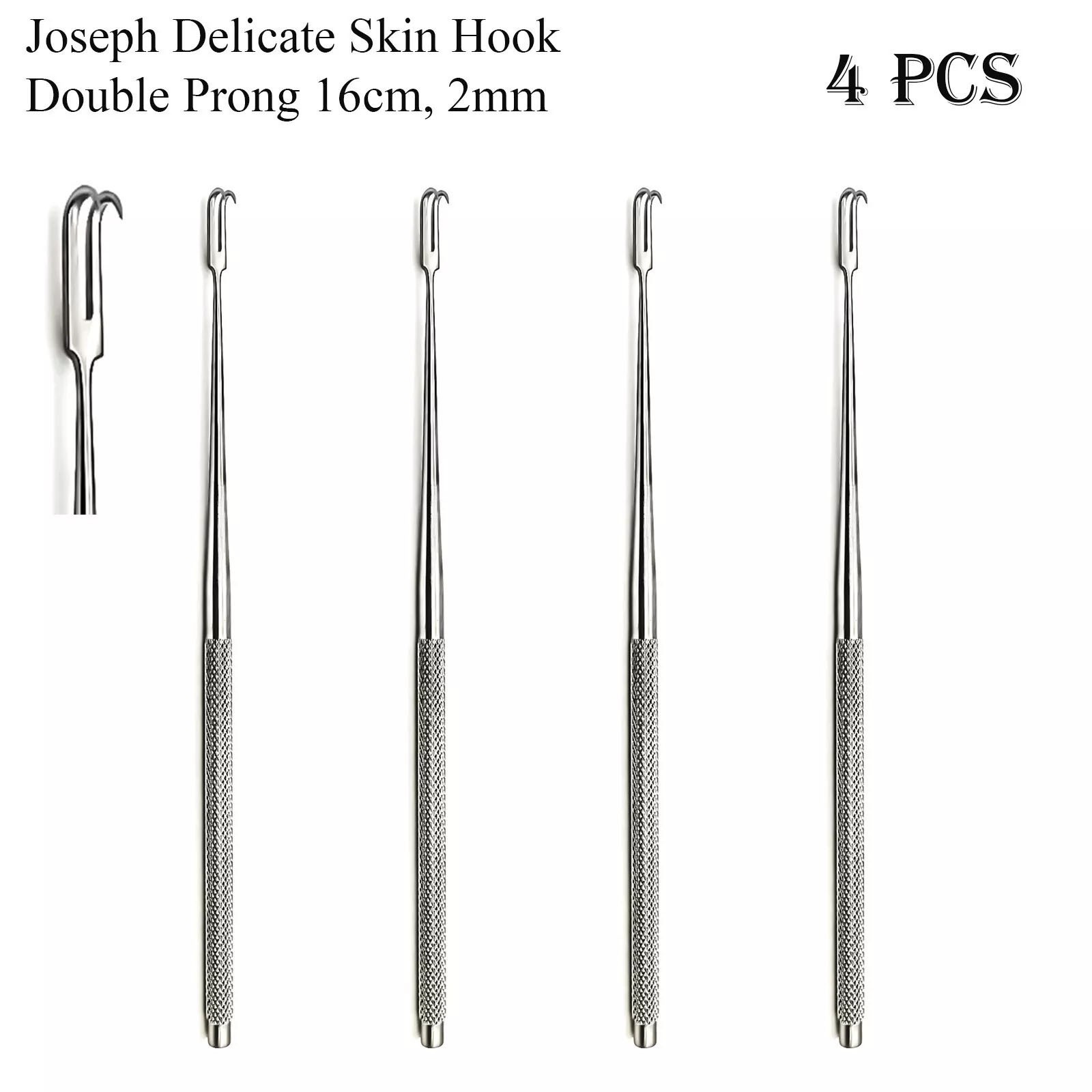 Joseph Skin Hook Delicate Double Prong Sharp Retractor 6.25″ 16cm, 2mm 4 Pcs