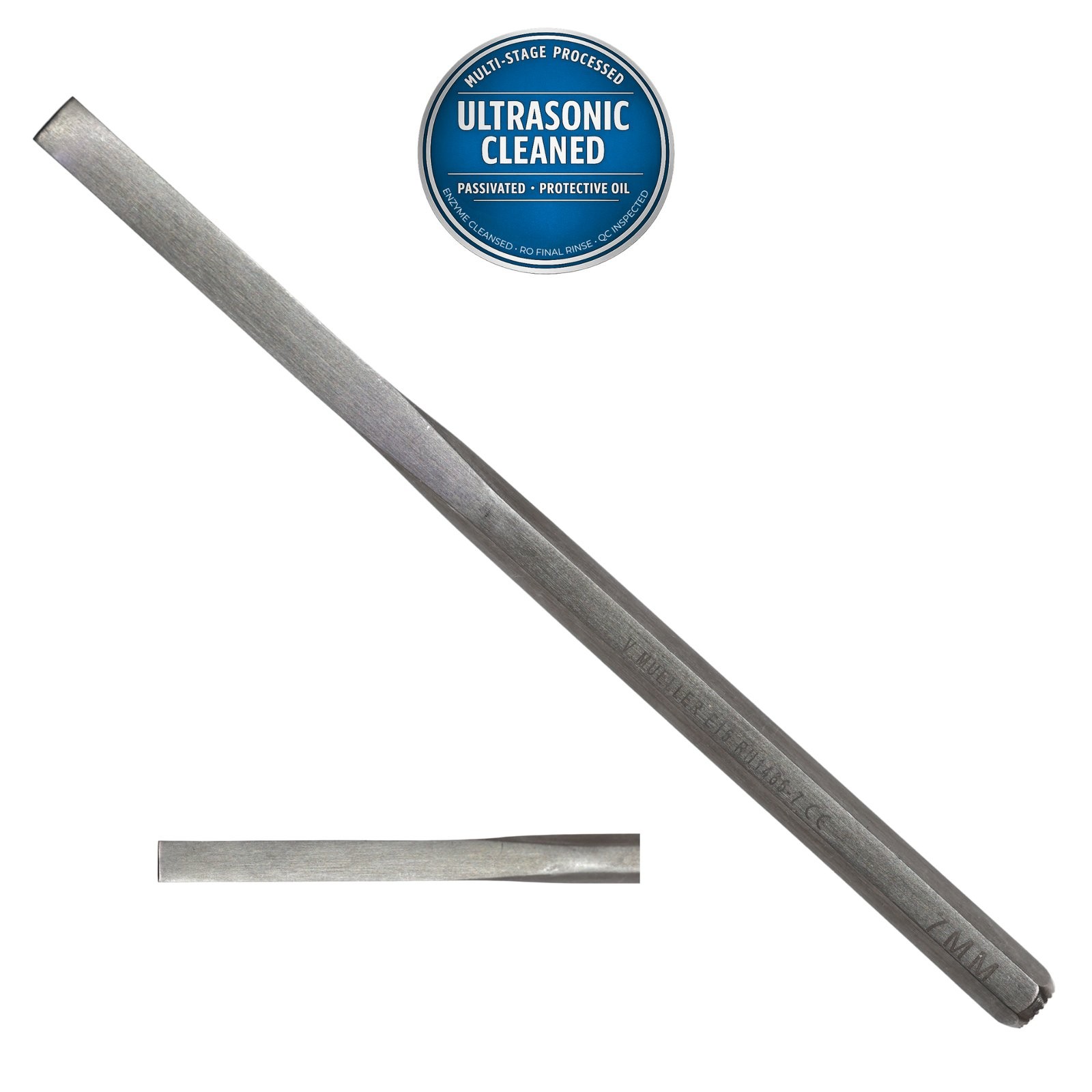 V Mueller RH1465-007 Hexagonal Handle Osteotome, Str, 7mm Wide Blade, 6-1/4in