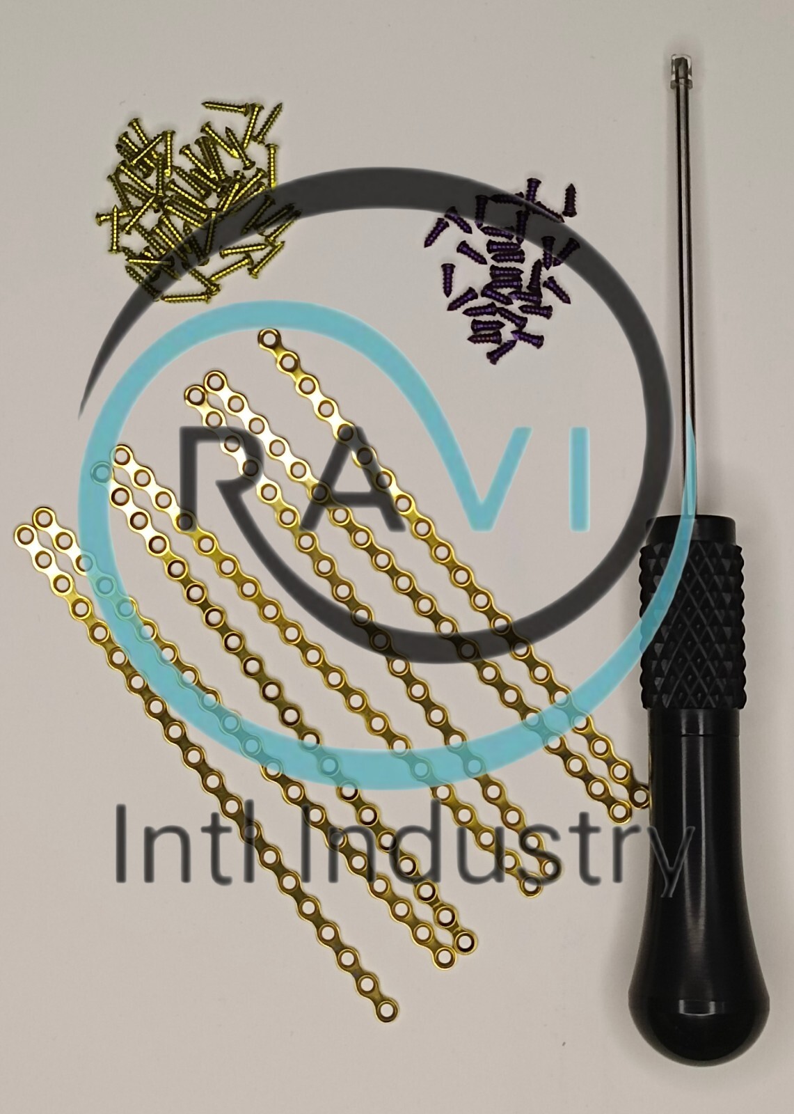 2.0mm Maxillofacial Mini Plates 10 Plates & 80 Pcs Titanium Screws & Screwdriver