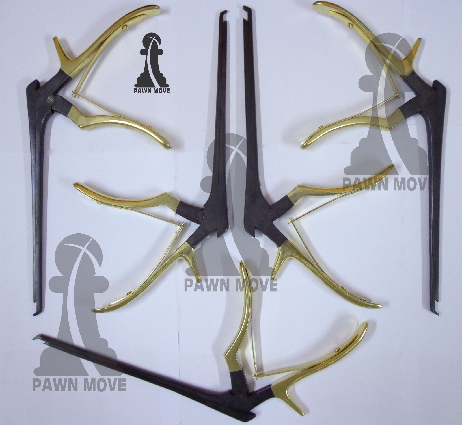 Kerrison Rongeur Set 7″ – 5 Pcs Black, Gold & Satin Finish 40° Up-Bite Cervical