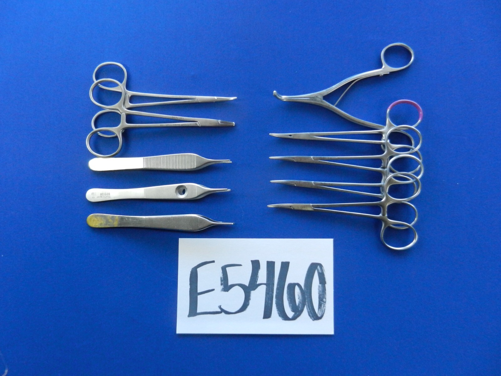 E5460 V. Mueller Miltex Aesculap Lot of 10 Straight & Curved Forceps 12-12.5cm