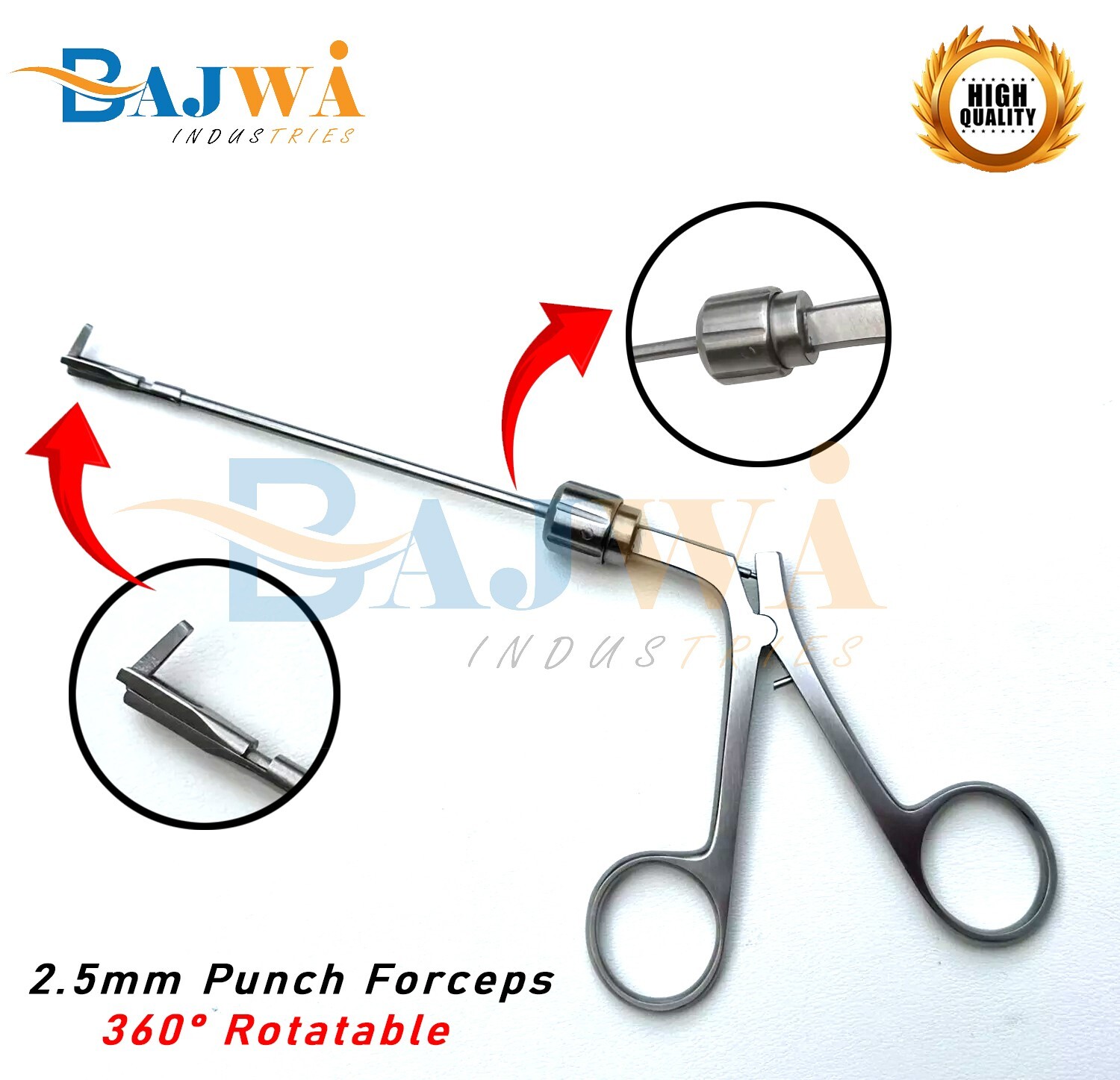 Antrum Backbiter 2.5mm Punch Forceps 360° Rotatable Surgical ENT Instrument