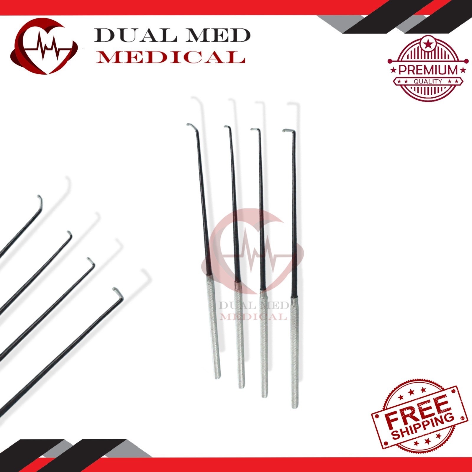 4 Caspar Exploration Coagulation Nerve Vessel Ball Hooks Set Insulated Surgical